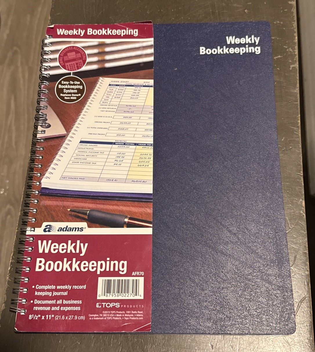 Adams Weekly Bookkeeping Record Book 8.5 x 11 Inches,(AFR70).