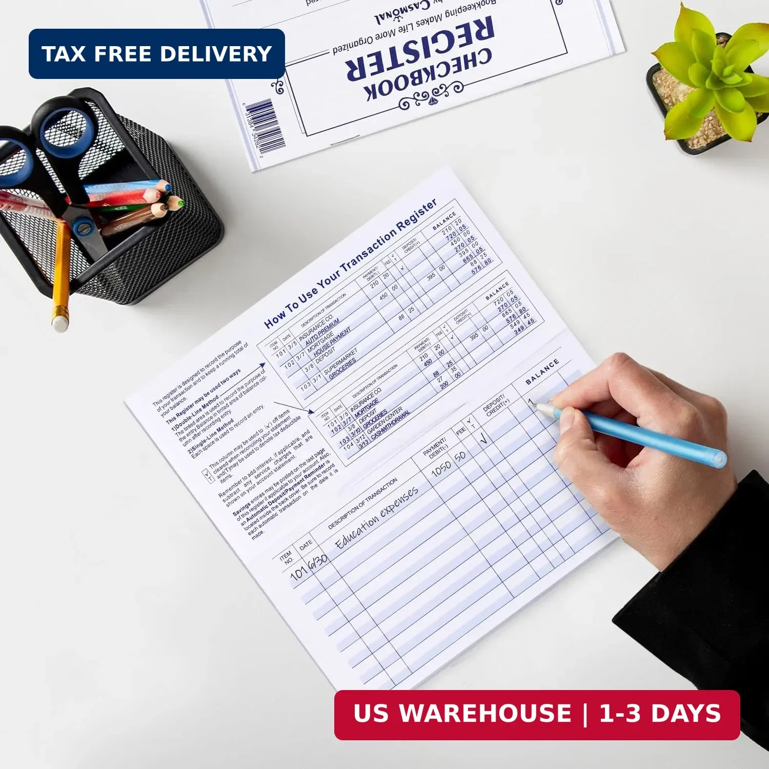 20 Pack Checkbook Register Check Registers for Personal Blank Ledger Transaction