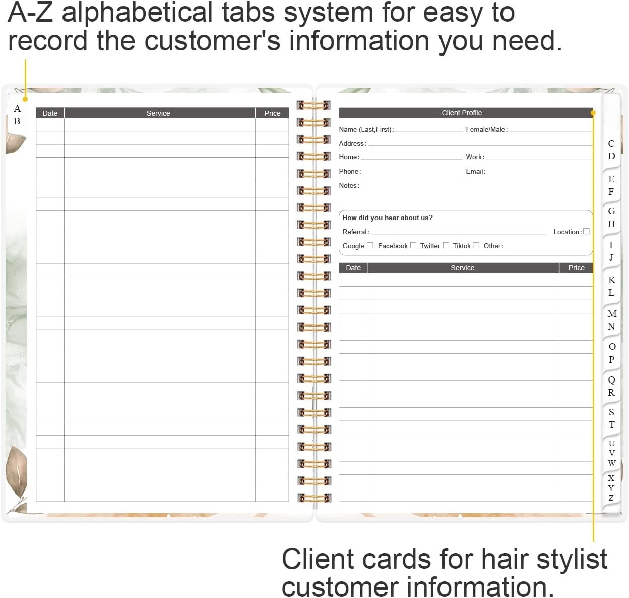 Client Record Book – Hair Stylist Client Profile Book-Binder and Client Recor…