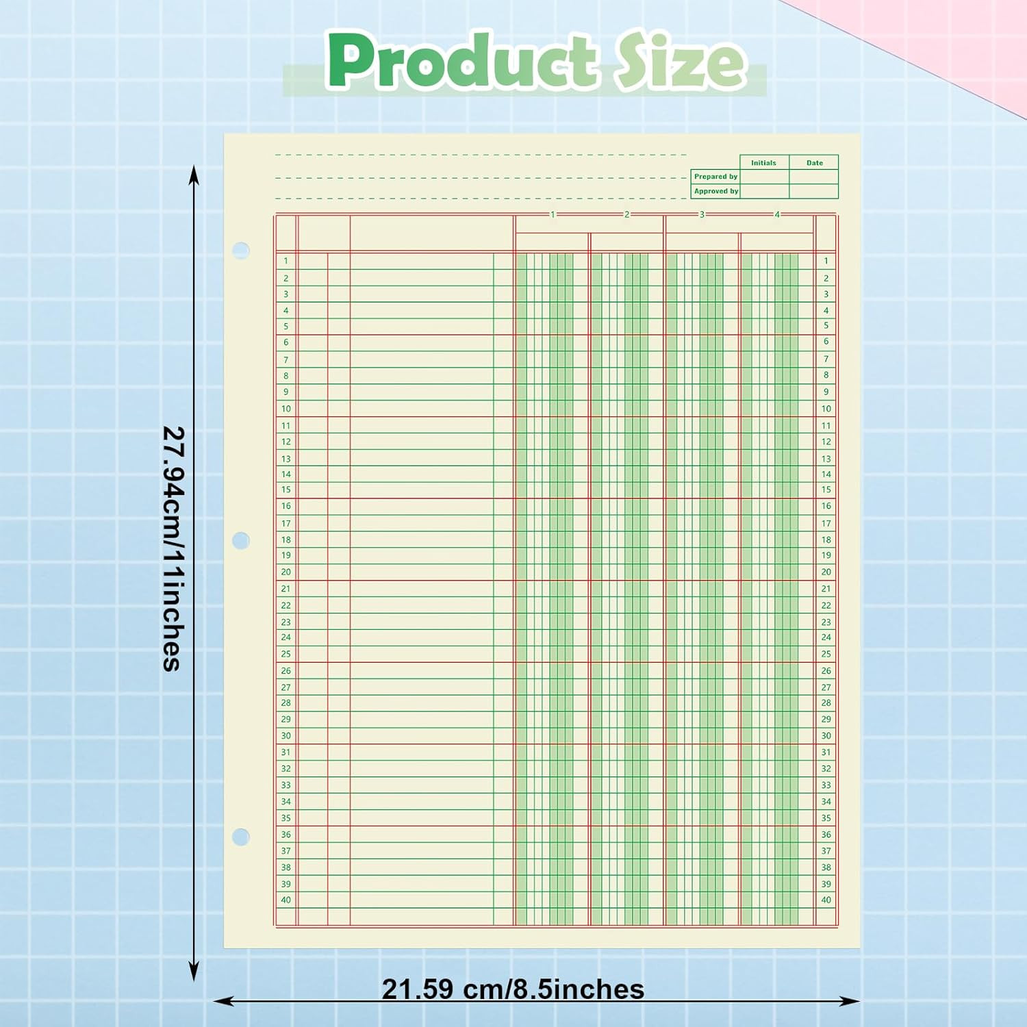 5 Pack 250 Sheets Ledger Paper Accounting Columnar Pads 3 Hole Analysis