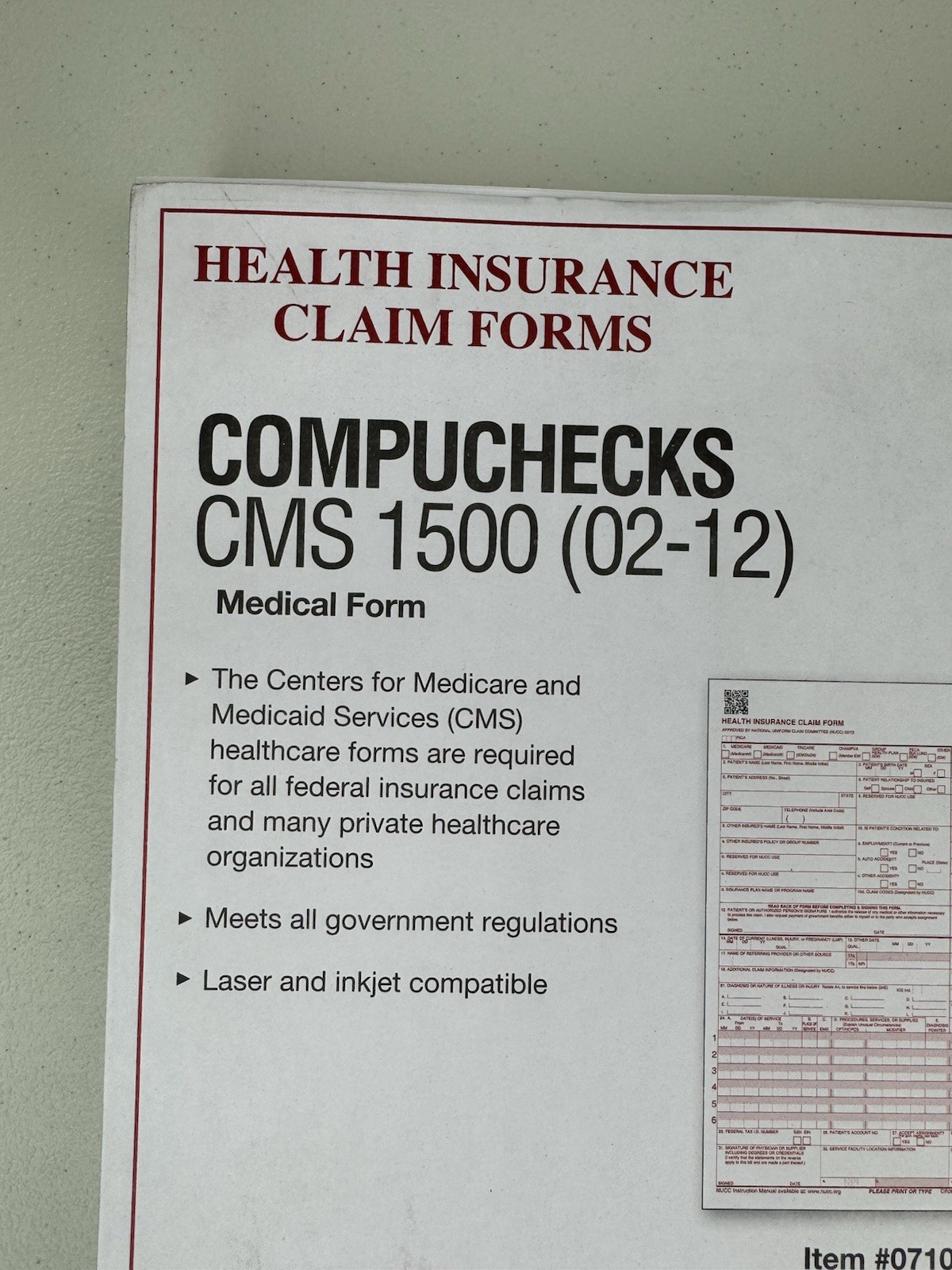 Compuchecks CMS 1500 Medical Claim Forms – HCFA (Version 02/12) 500 Sheets READ