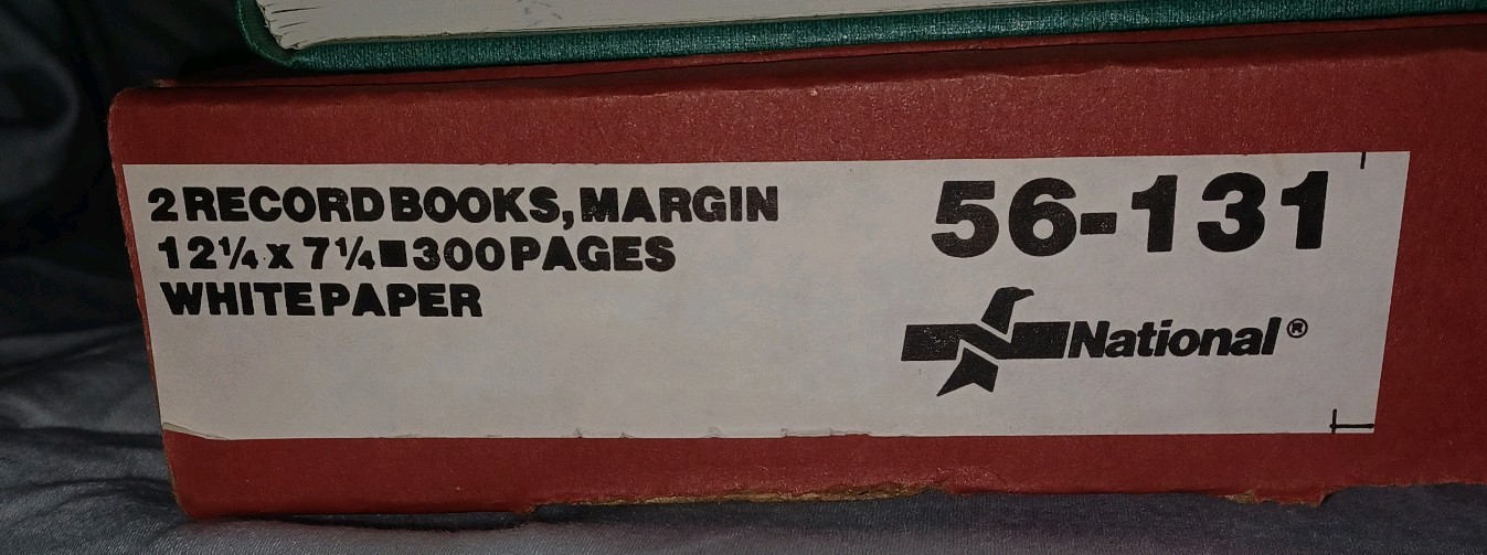 National Brand 56-131 Record Book, 300 Pages, 7-1/4 x 12-1/4″ NIB, 2 Books