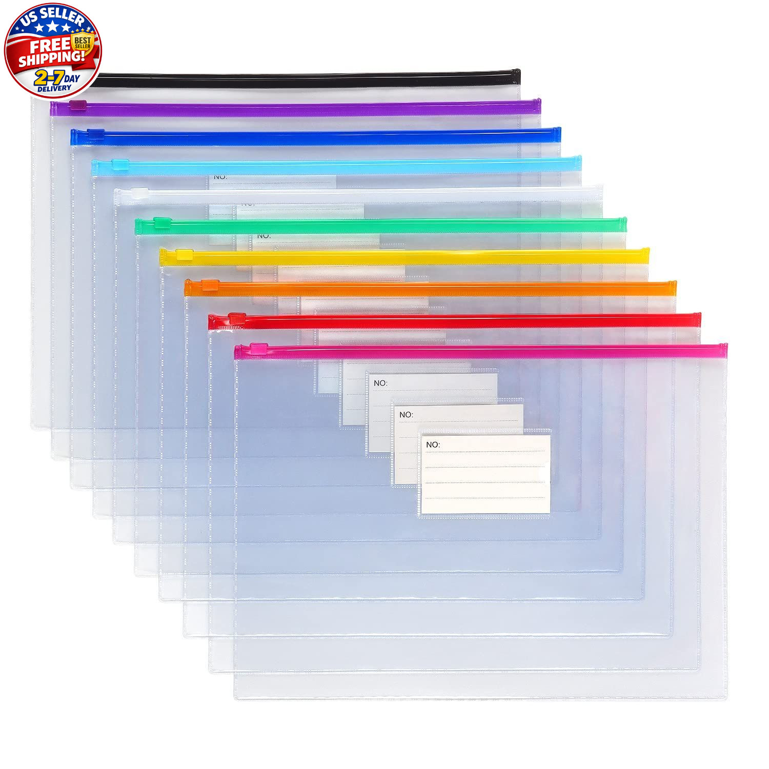 Tamaki 10 Pack Plastic Envelope Poly Zip Envelop A4, Multicolor