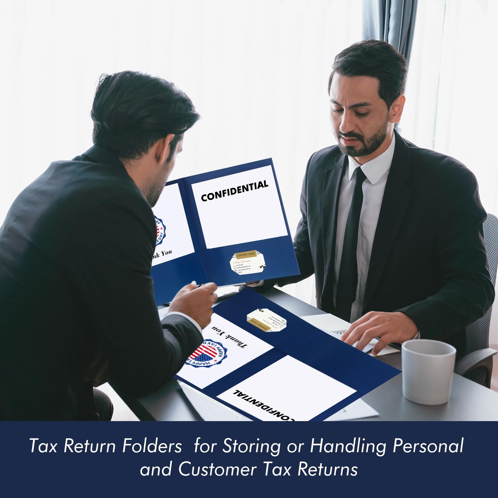 20 Pcs Tax Return Folders Bulk, Two Pocket Folders with Gold Printed Label, L…