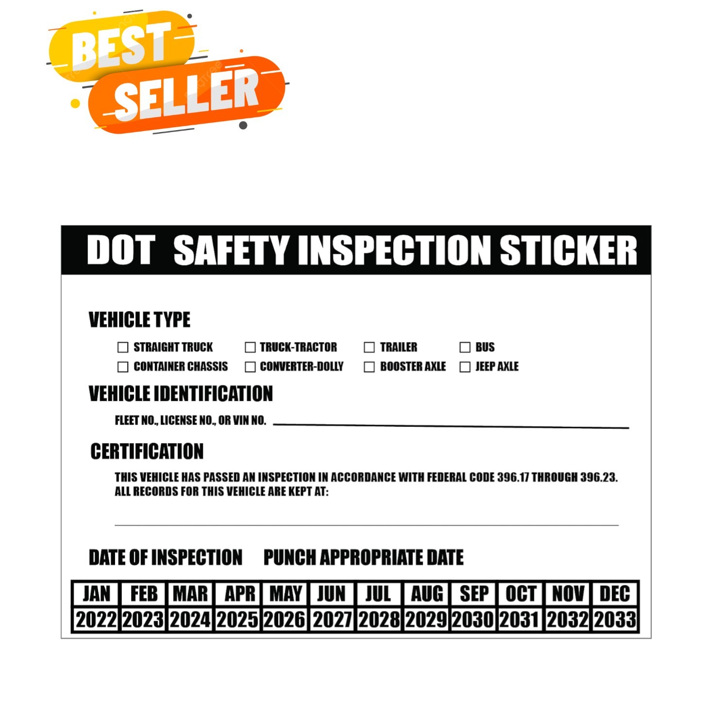 DOT Inspection Stickers 10 Pack