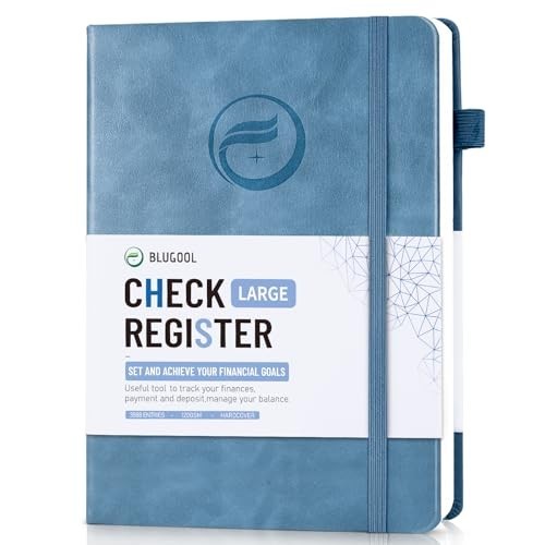 Personal Checkbook Register & Transaction Log Book, 7.6″ x 10.1″, Blue