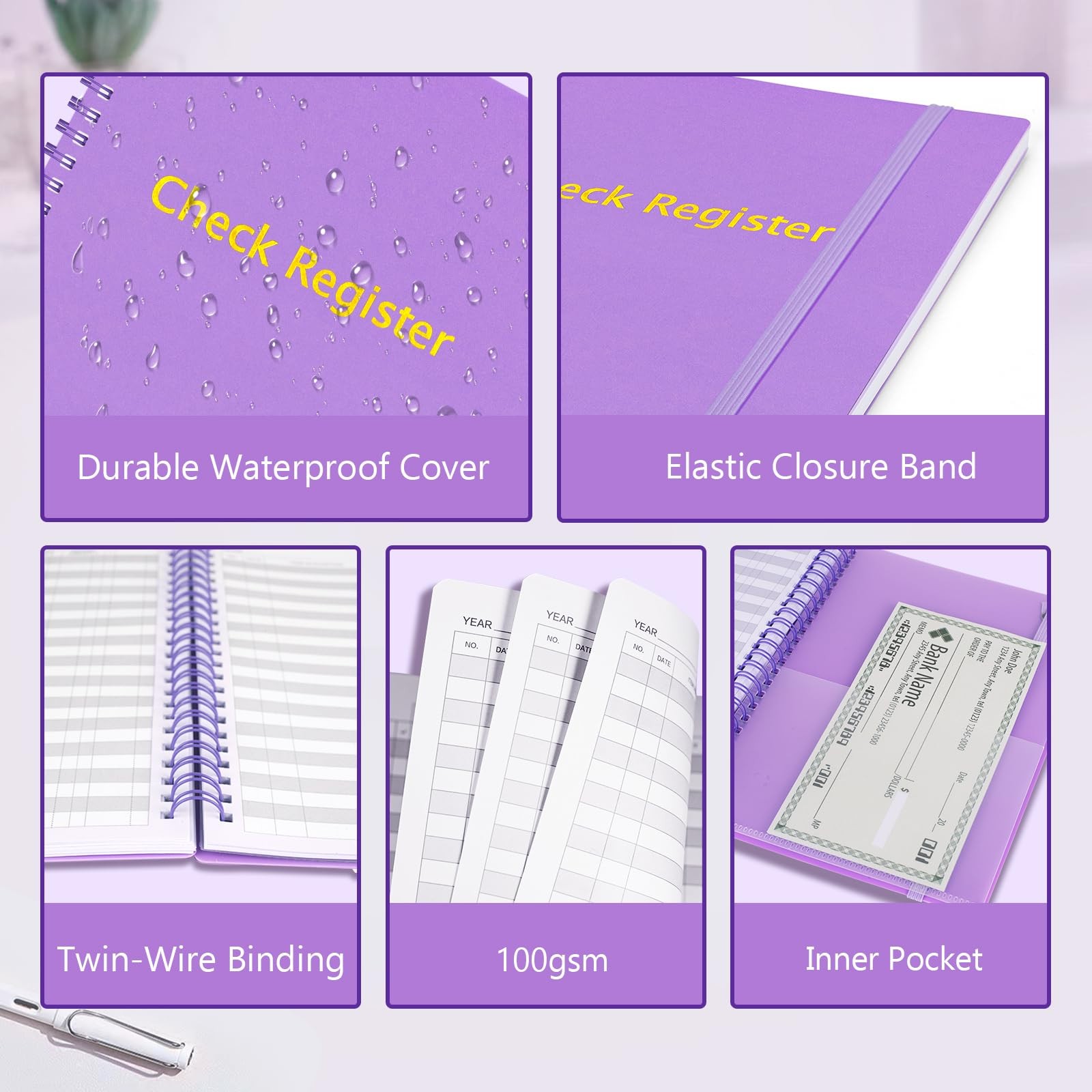 Check Registers for Personal Checkbook, Double Spiral Large Check Register Bo…
