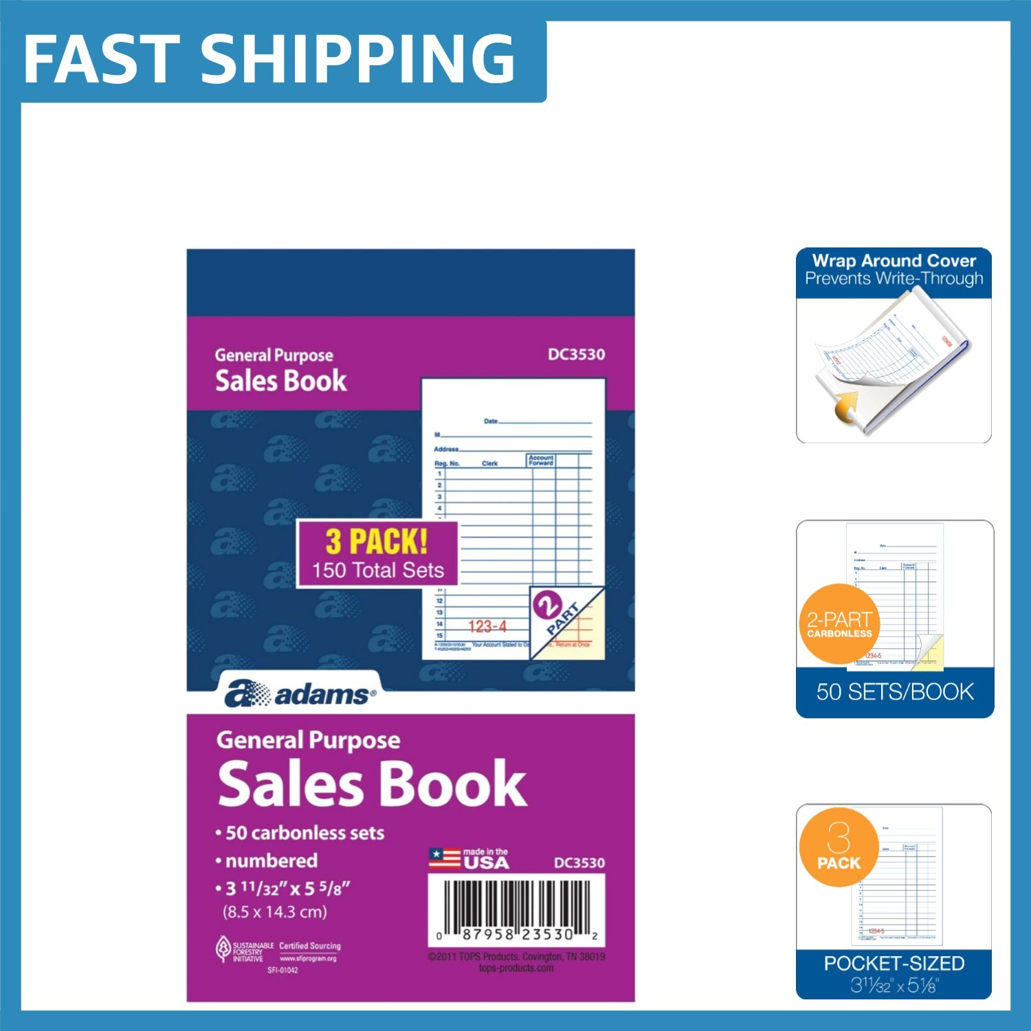 Professional Carbonless Sales Book – 2-Part, Pack of 3 for Small Businesses