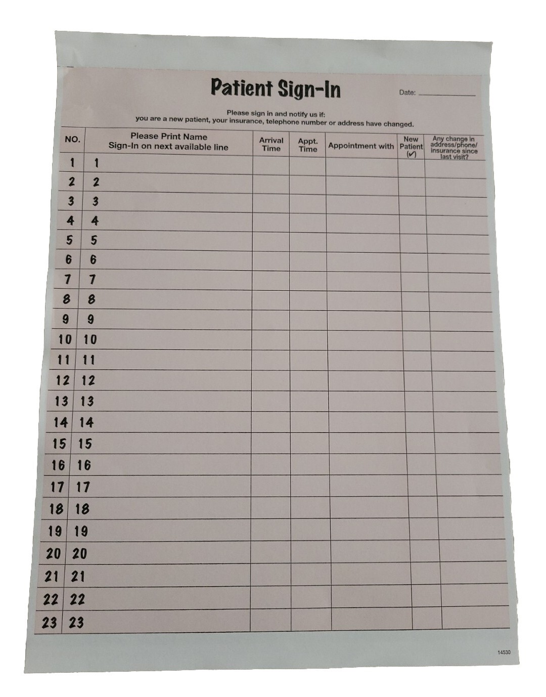 Tabbies 14530 Patient Sign-In Forms Salmon Medical Office Log 125 Sheets