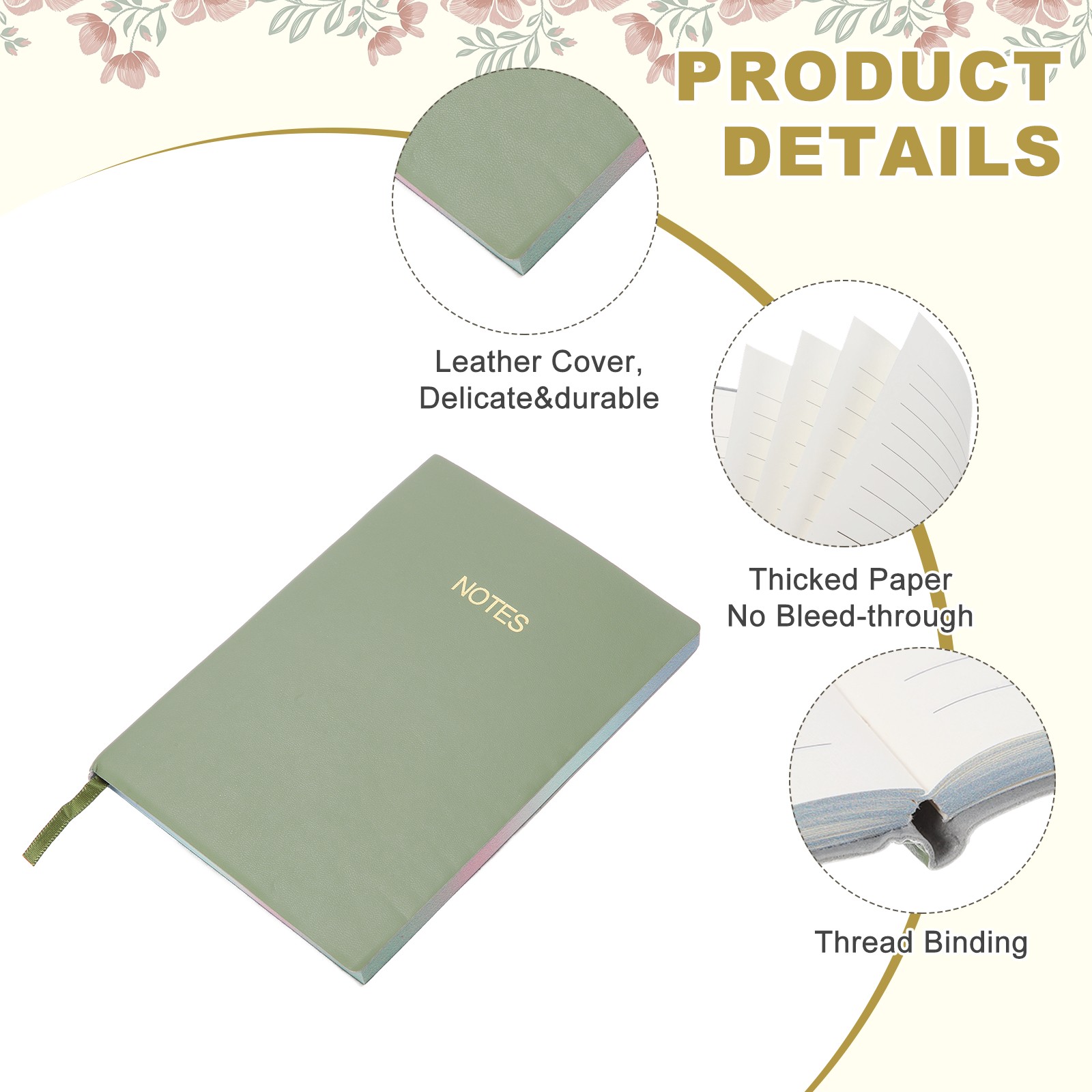 Line Notebook, C6 Pocket Journal Notebook, Grass Green