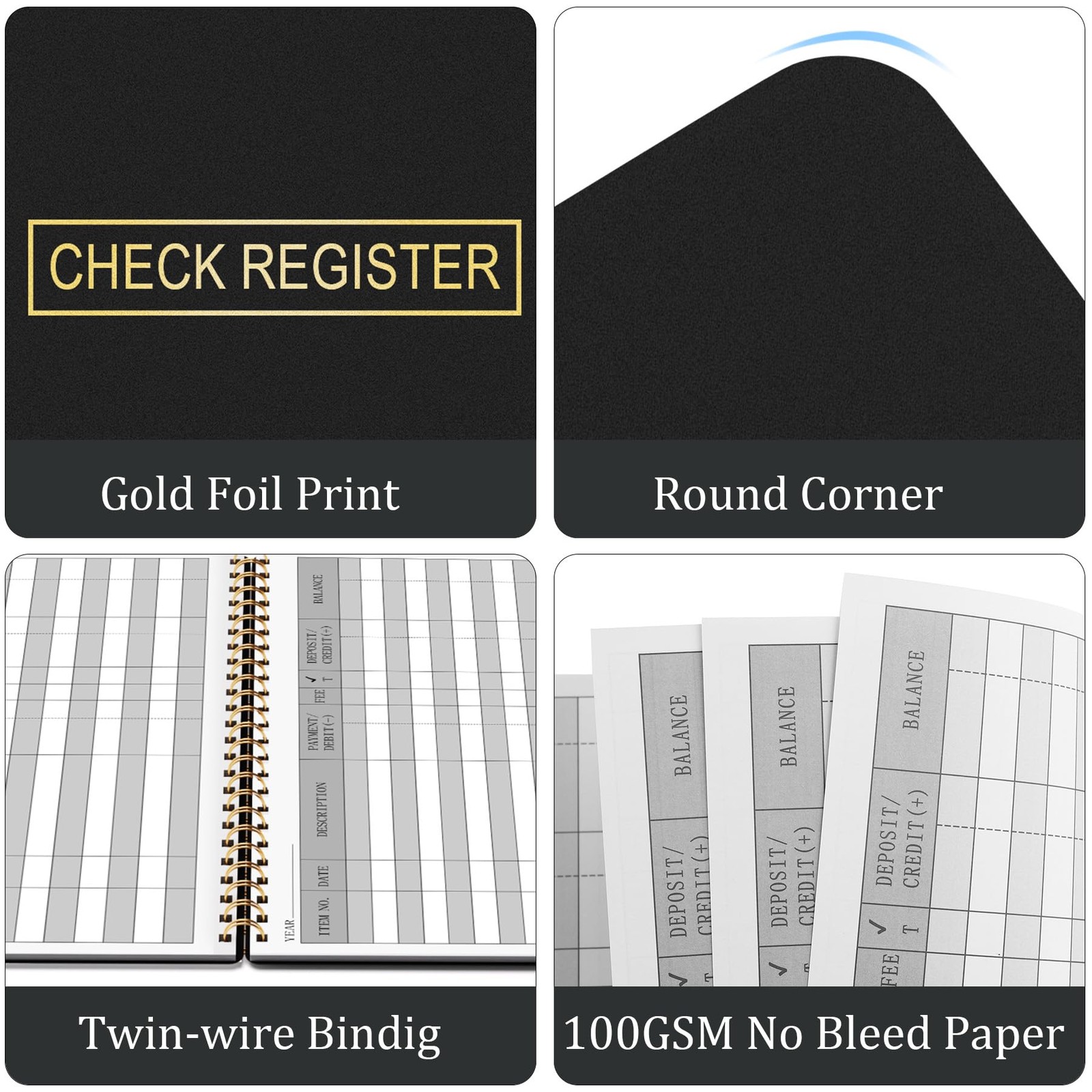 Check Registers for Personal Checkbook, Transaction Expense Ledger Log Book f…