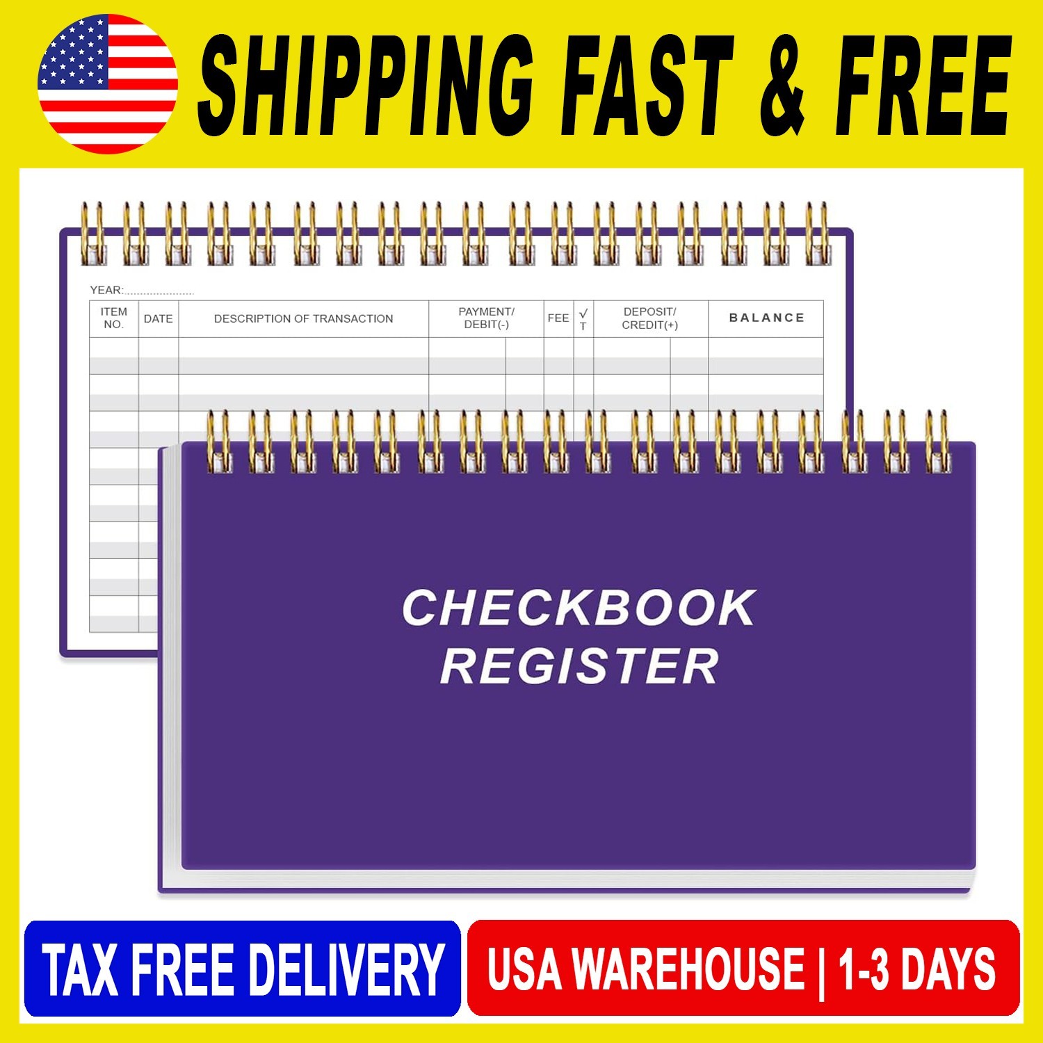 Check Registers for Personal Checkbook – A6 Blank Ledger Transaction Registers