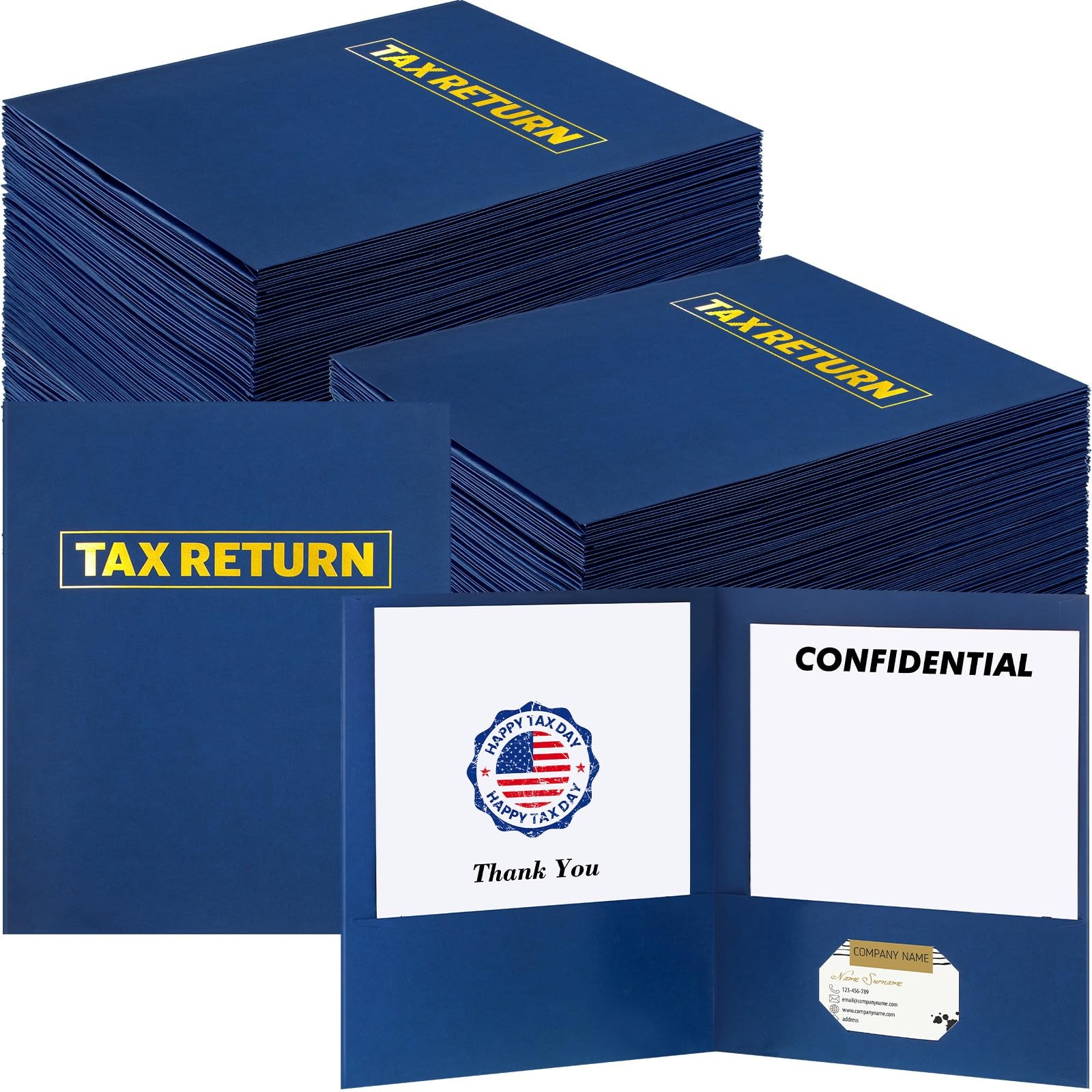 20 Pcs Tax Return Folders Bulk – Letter Size 2 Pocket Folders with Gold Print…