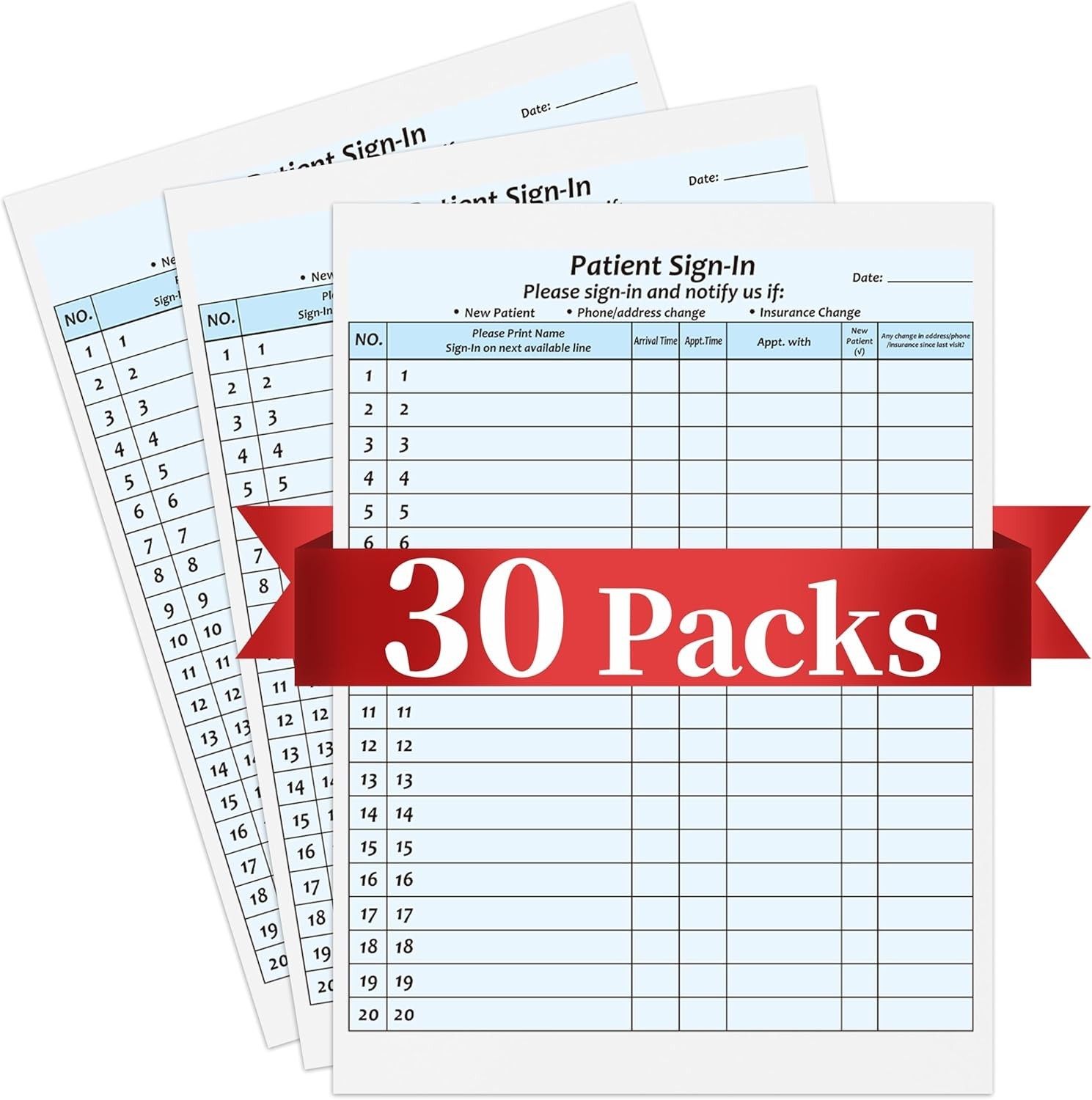 30Packs,Patient Sign in Sheets,HIPAA Compliant,Adhesive Peel-Off Patient Form