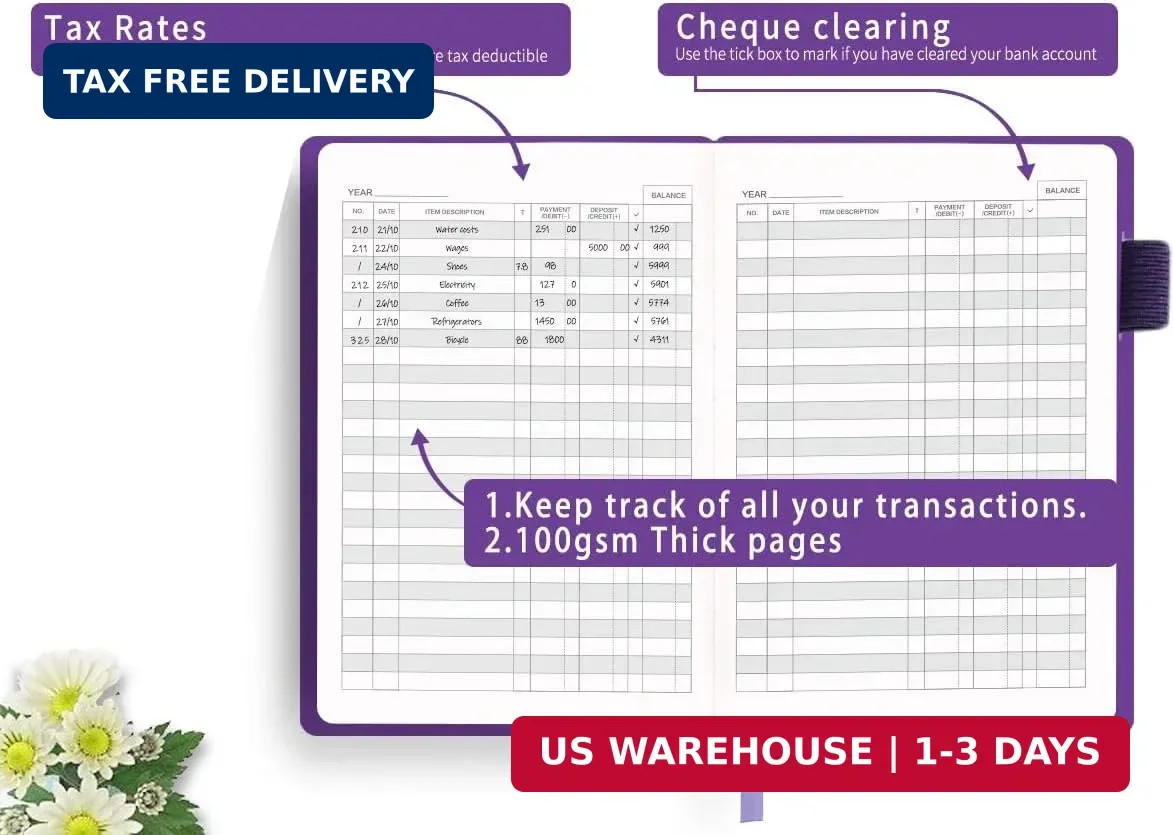 Check Registers for Personal Checkbook, Blugool Checkbook Register with Check &