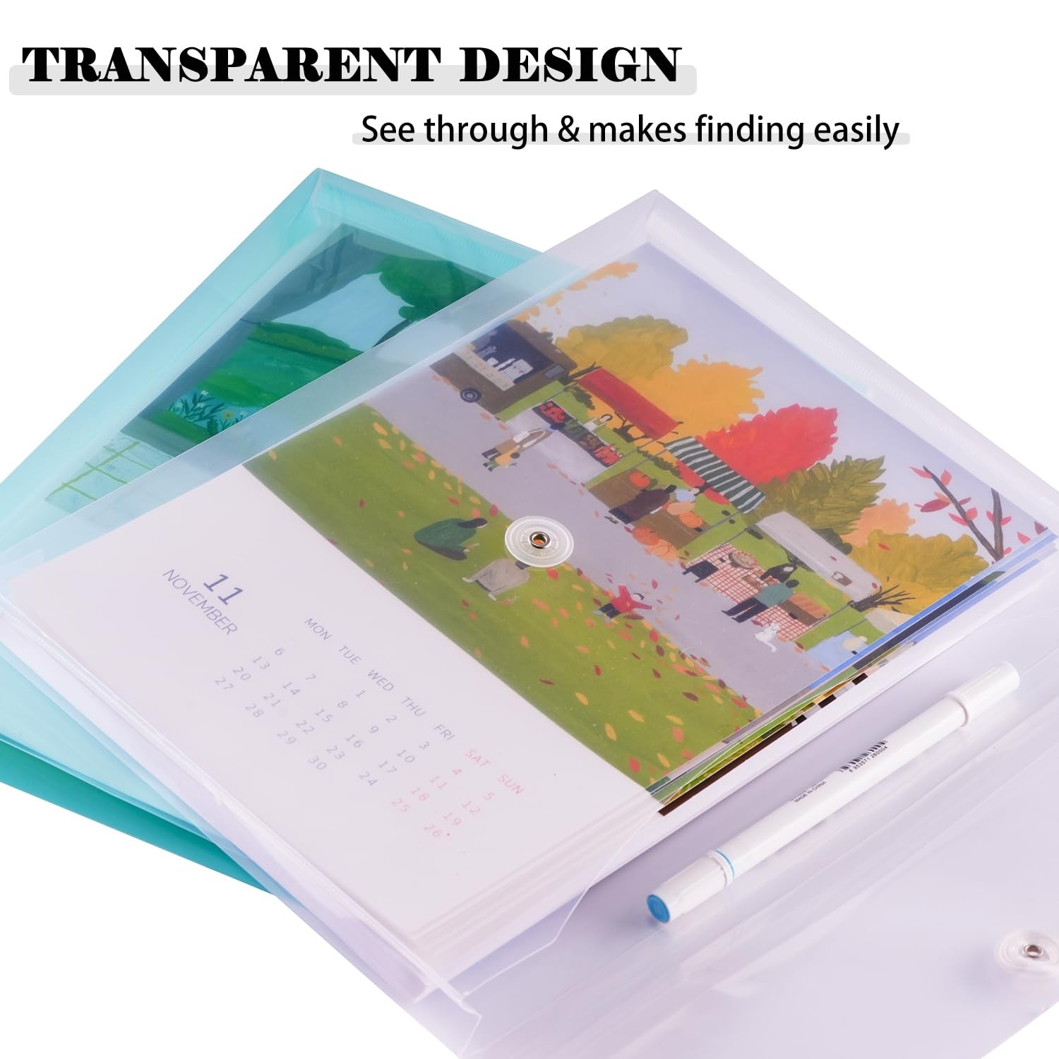 Legal Size Plastic Envelopes with String Tie Closure, 1-1/4″ Multicolor