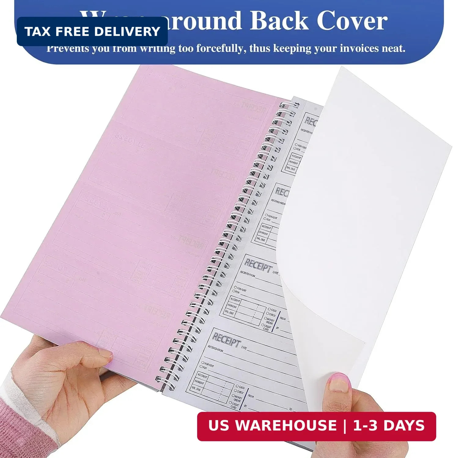 10 Pack Receipt Books with Carbon Copies, Rent Receipt Book, 3-Part Carbonless,
