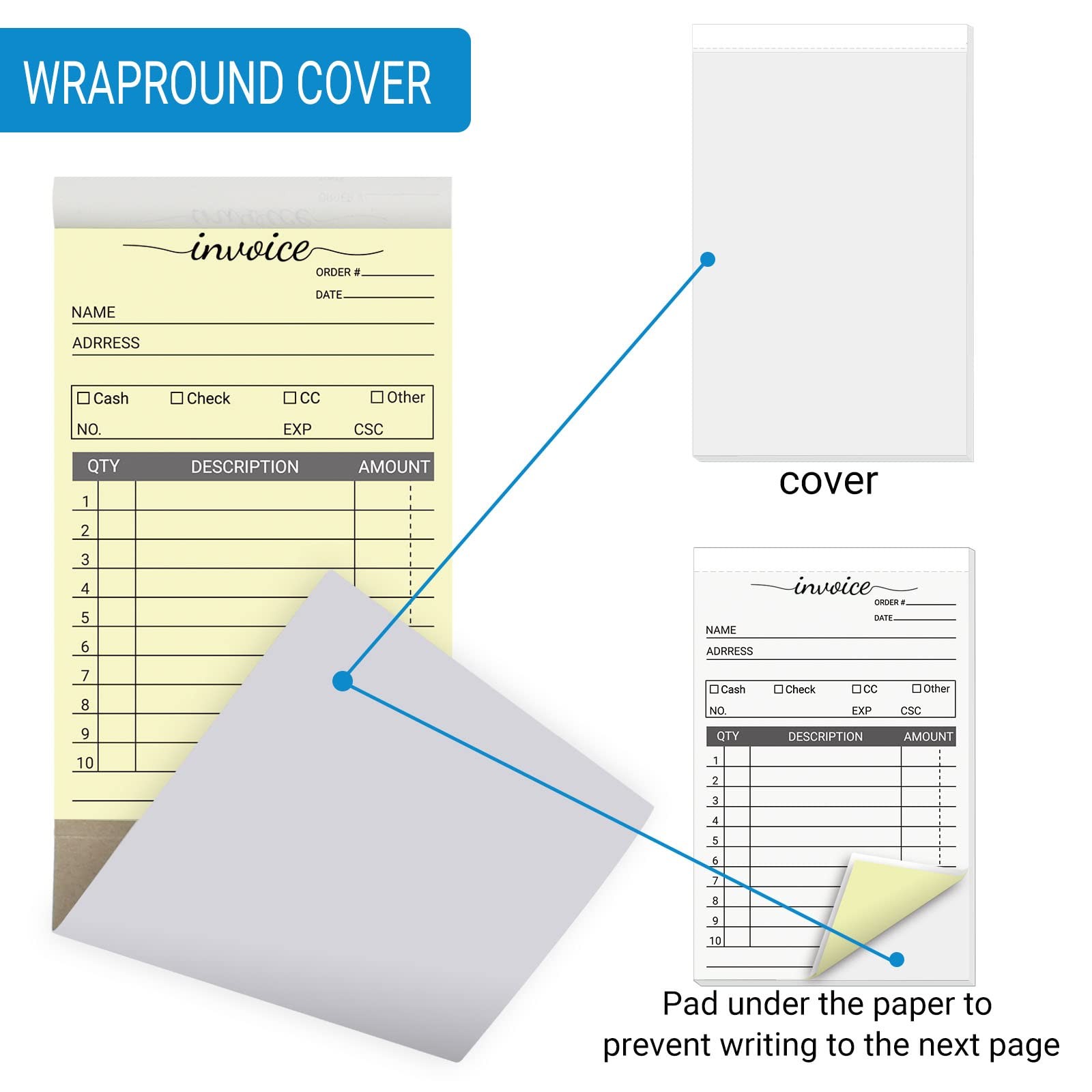 12 Pack 3.5 x 5.5 Inch Carbonless Receipt Books Small Business Invoice Pads 50