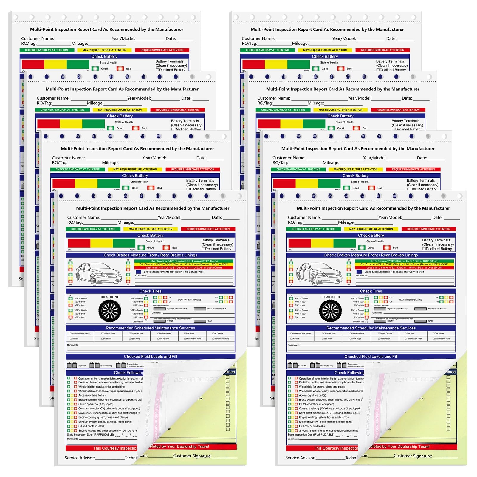Vehicle Inspection Forms 400 Sets 5.91×8.27″ 2-ply Carbonless – Easy Tear Out