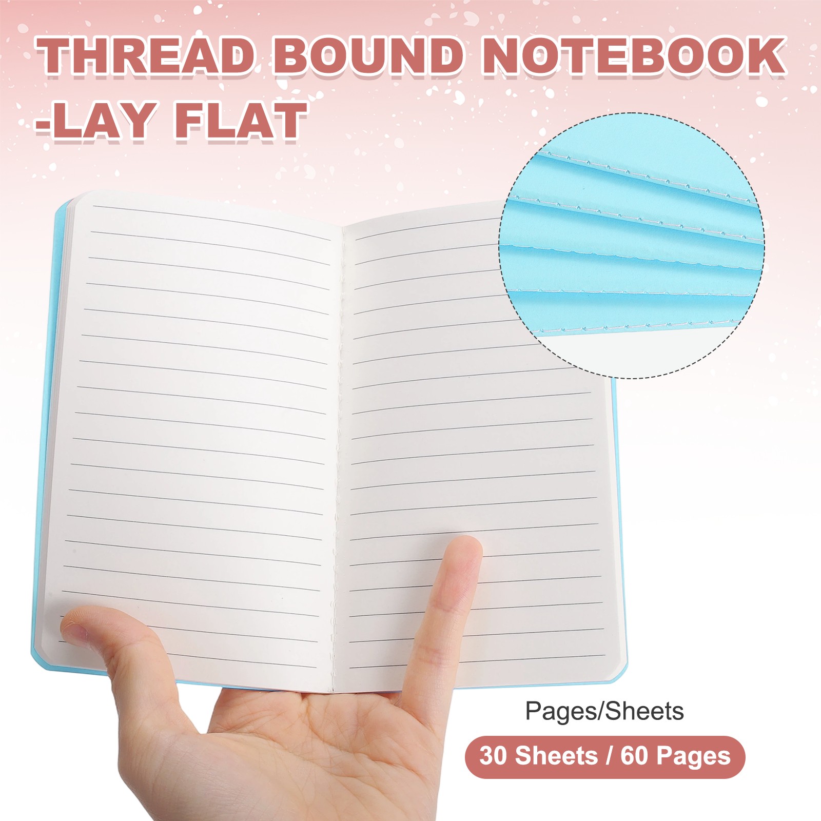 8 Pack A6 Notebook, A6 Journal Mini Notebook Pocket Kraft,Light Blue
