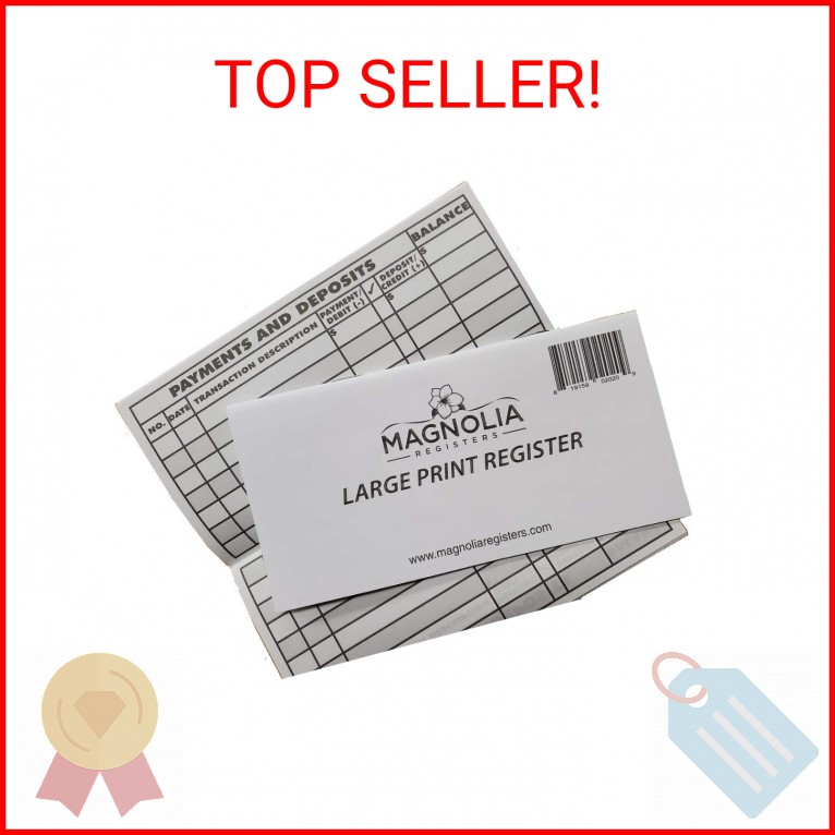 10 Pack Large Print Low Vision Checkbook Registers, 3″ x 6″, Check Registers for