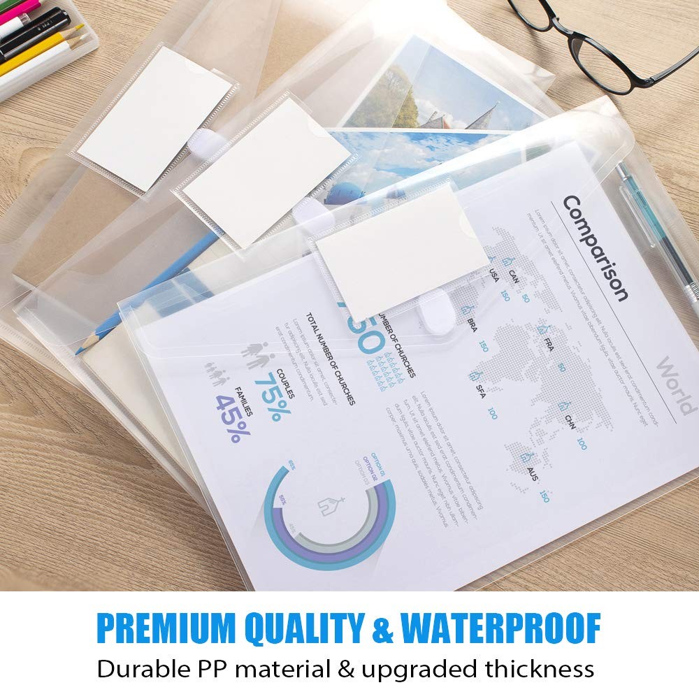 Sooez 10 Pack Plastic Envelopes File Folders, 13.25 x 9.25 inches, Clear