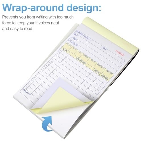 4 Pack Receipt Book, 4.17inx7.2in Receipt Book with Carbon Copies, 2-Part …