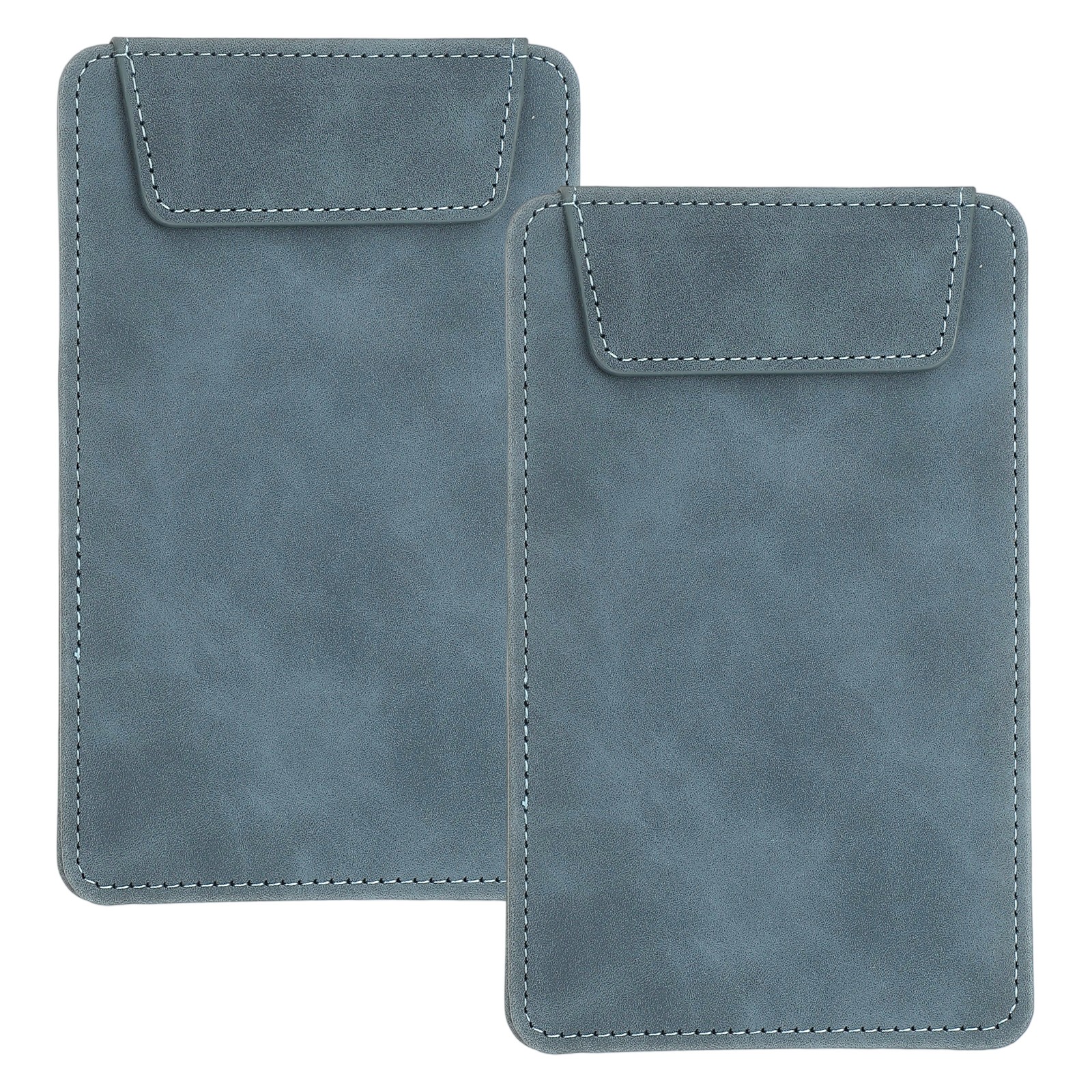 2 Pack Mini Clipboard 6″ x 4″ Leather Small Clipboard with Pen Holder Blue