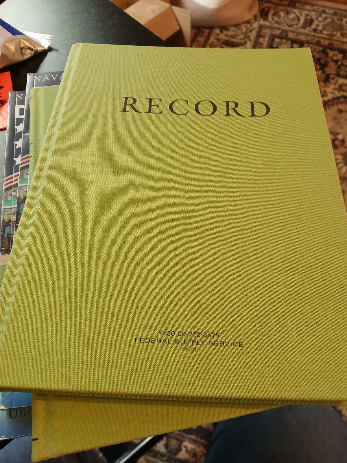 Green Record Book Hard Cover Lined Notebook – Fed. Supply Services Qty. 2