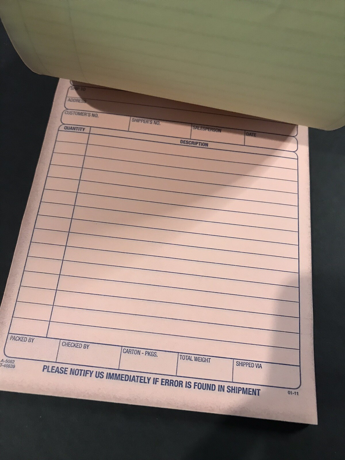 Adams Packing Slip Book 3-Part 50 Carbonless Sets 5.9/16” x 7-5/16” Numbered