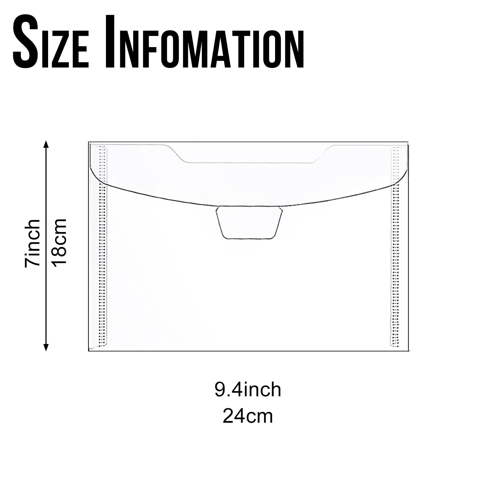 Hukado Clear Plastic Envelopes 60 Pcs 9”x7” for Cash, 7” x 9.4”,