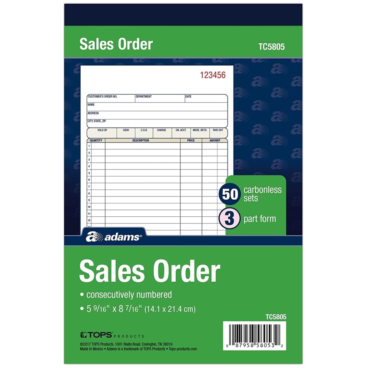 Bound Wraparound Sales Order Book, 3-Part, 250 Sets Total