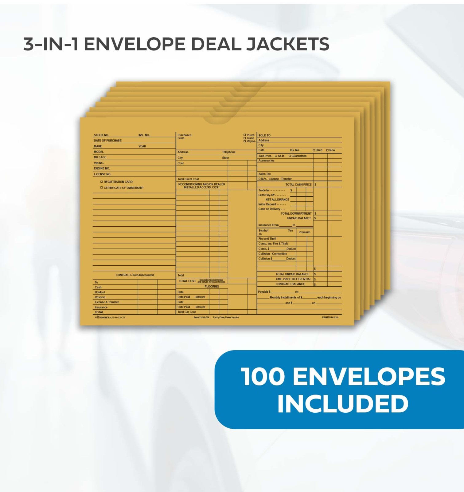 3-in-1 Deal Envelope Deal Jacket (Buff) (100 shrink wrapped) (Form # 237)