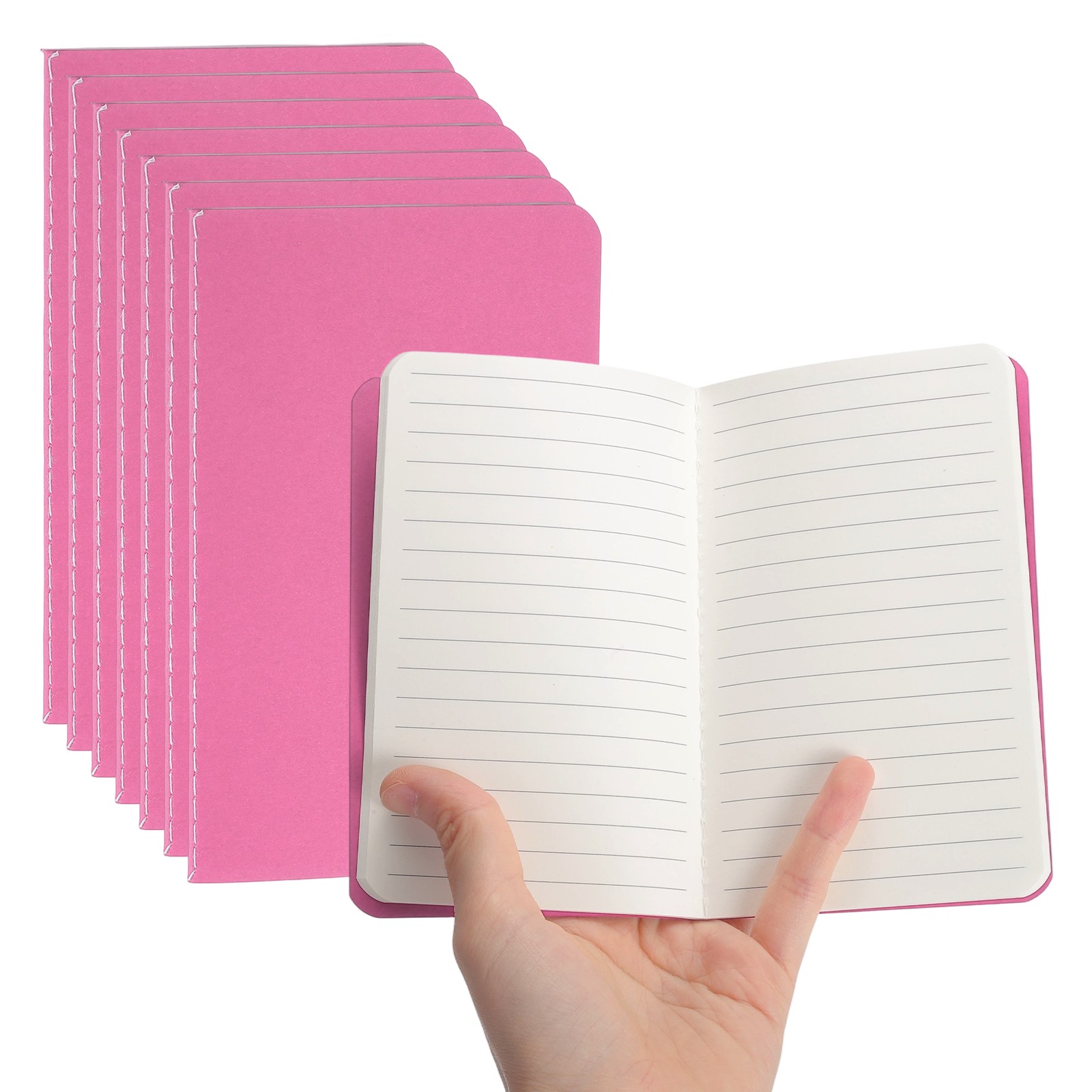 5 Pack A6 Notebook, A6 Journal Mini Notebook Pocket Kraft,Hot Pink