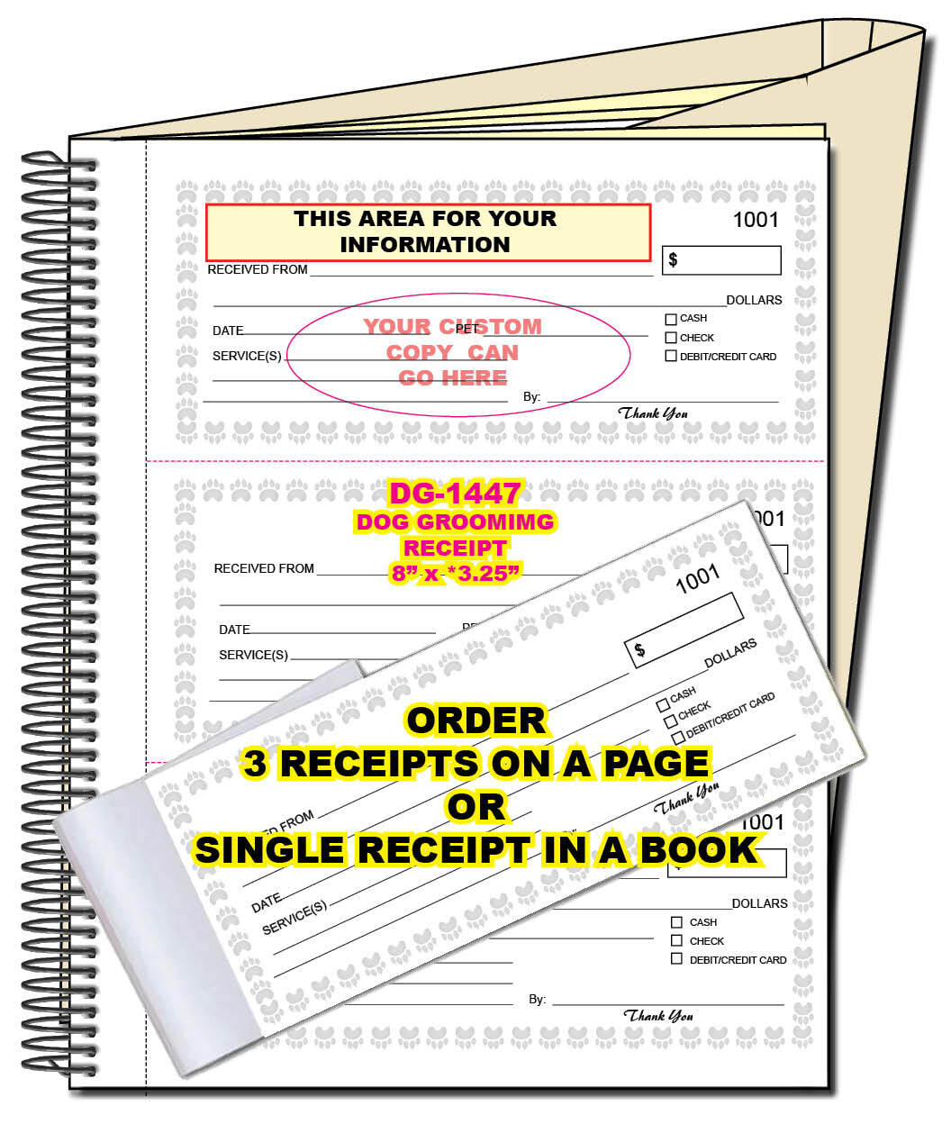 PET GROOMING RECEIPT BOOK