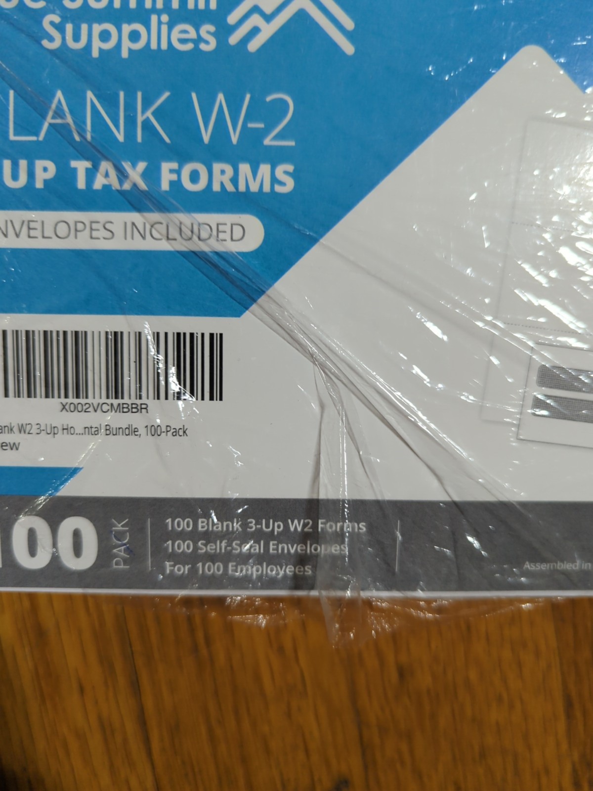 Blue Summit Blank W-2 4-UP Tax Forms 100 Pack + Envelopes 5209E100