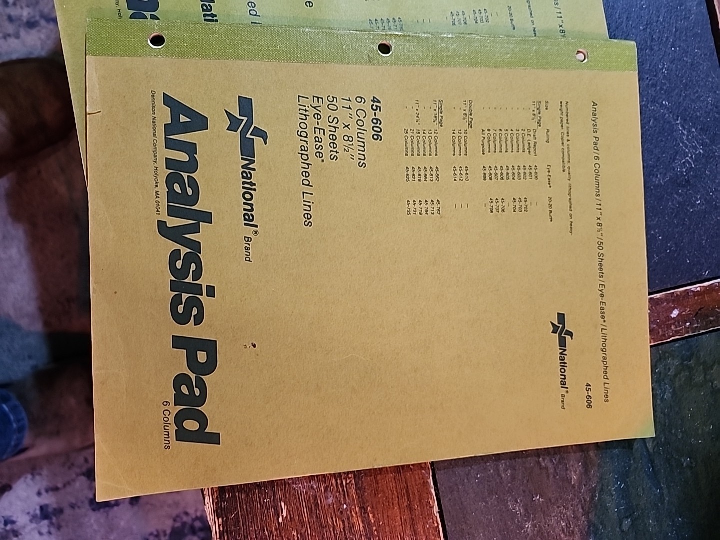 45-606 National Brand Analysis Pad Eye-Ease 6 Column 50 Sheets 11 x 8.5 – NOS