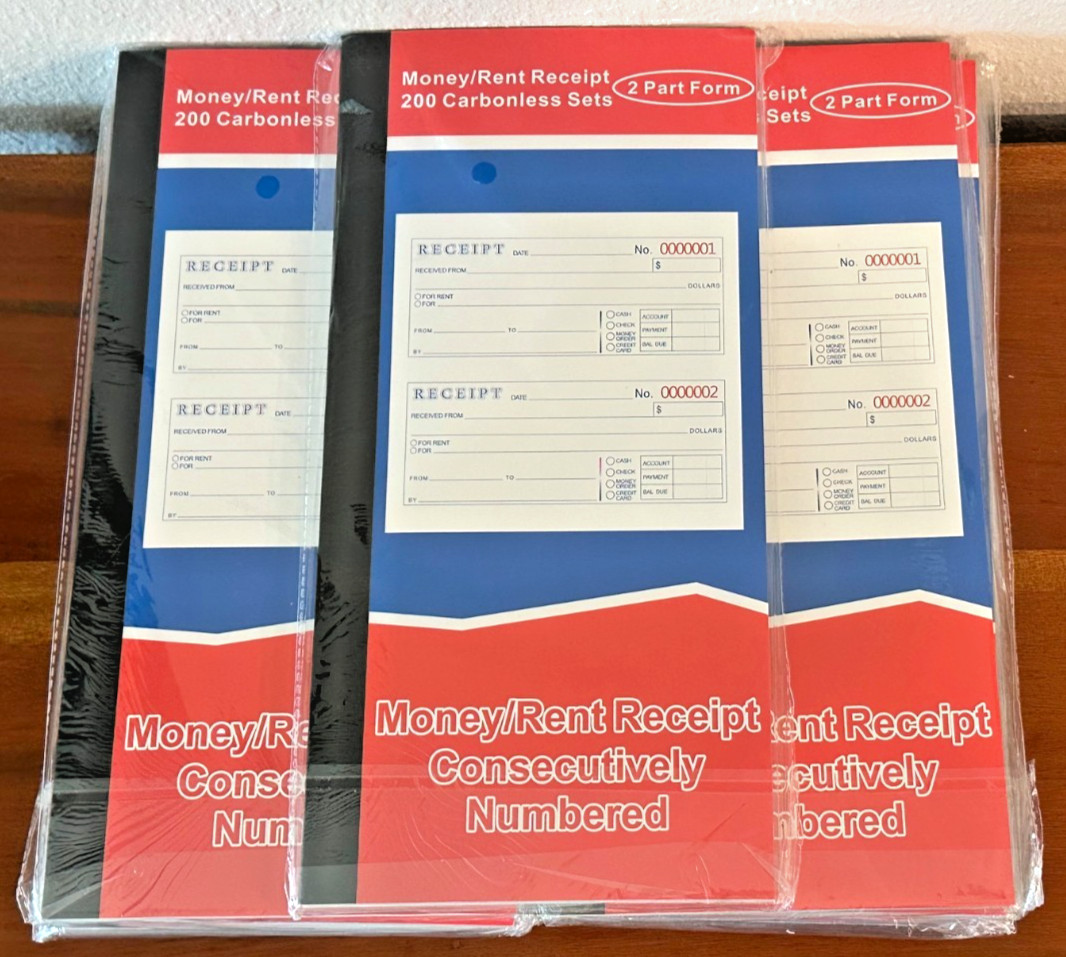 Adams Money Rent Receipt Books 2 Part Carbonless 5.25″ x 11″ 9 Pack (1800 Forms)