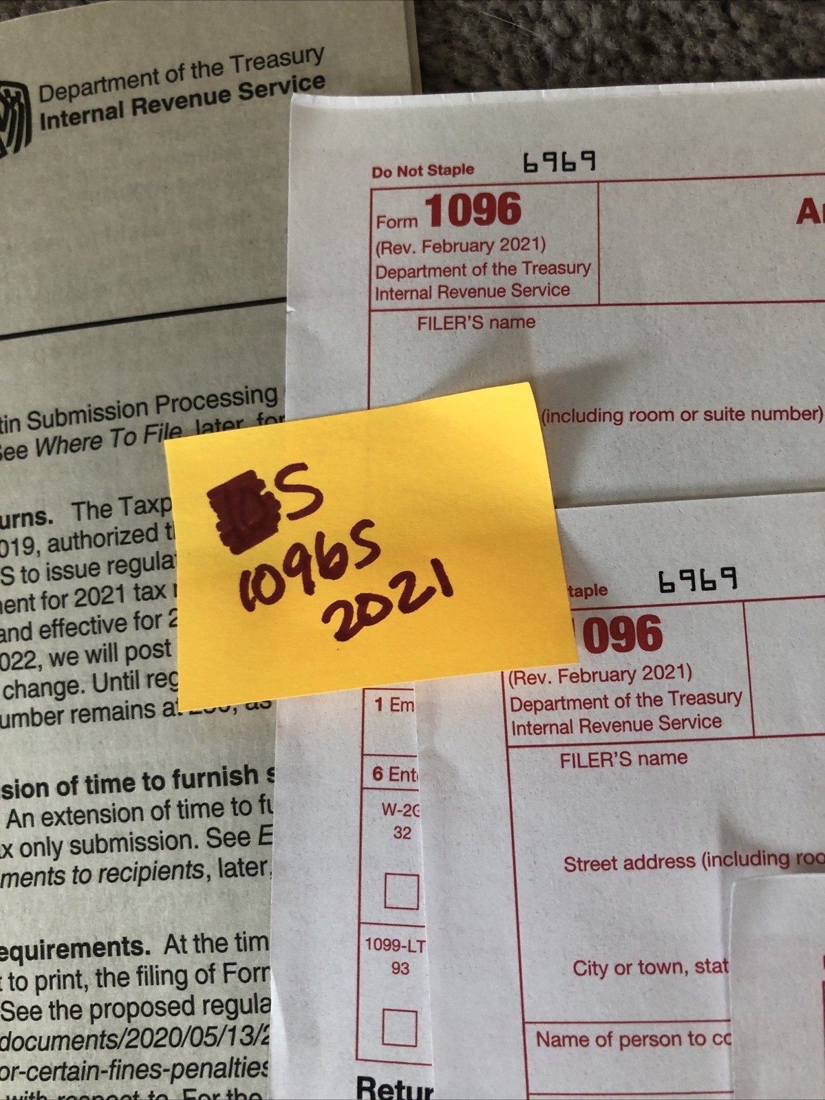 IRS 1096 Tax Form 10-pack: Five 2021 + Four 2022 + One 2023 + 4Instruction Books