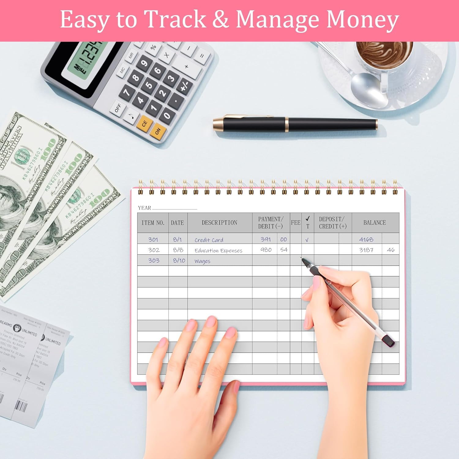 Check Registers for Personal Checkbook, Transaction Expense Ledger Log Book for
