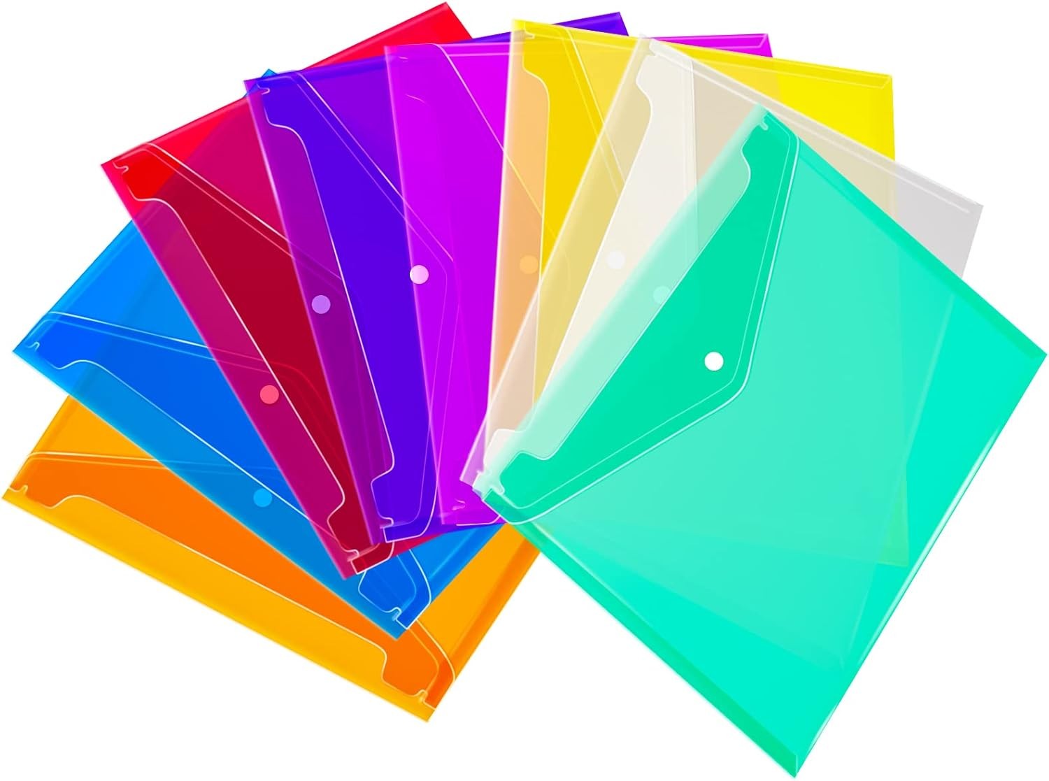 Plastic Envelopes (Pack of 8) – 8 Colors, A4 Size, Poly File Pack 8