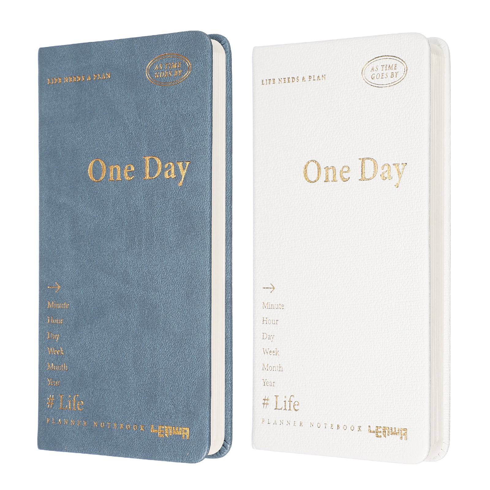 2Pcs Daily Planner Notebook, 7 x 3.8″ to Do Notebook, White, Blue