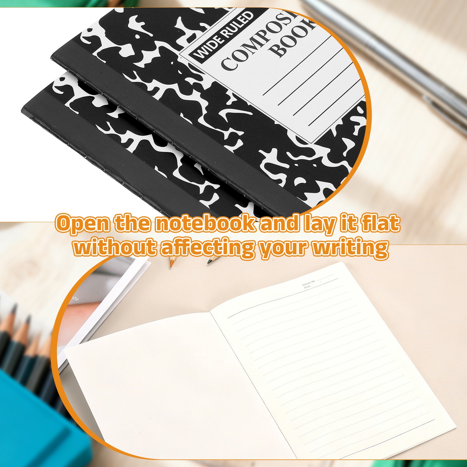 2 Pack A5 Notebook, A5 Journal Mini Notebook Pocket Marble,Black