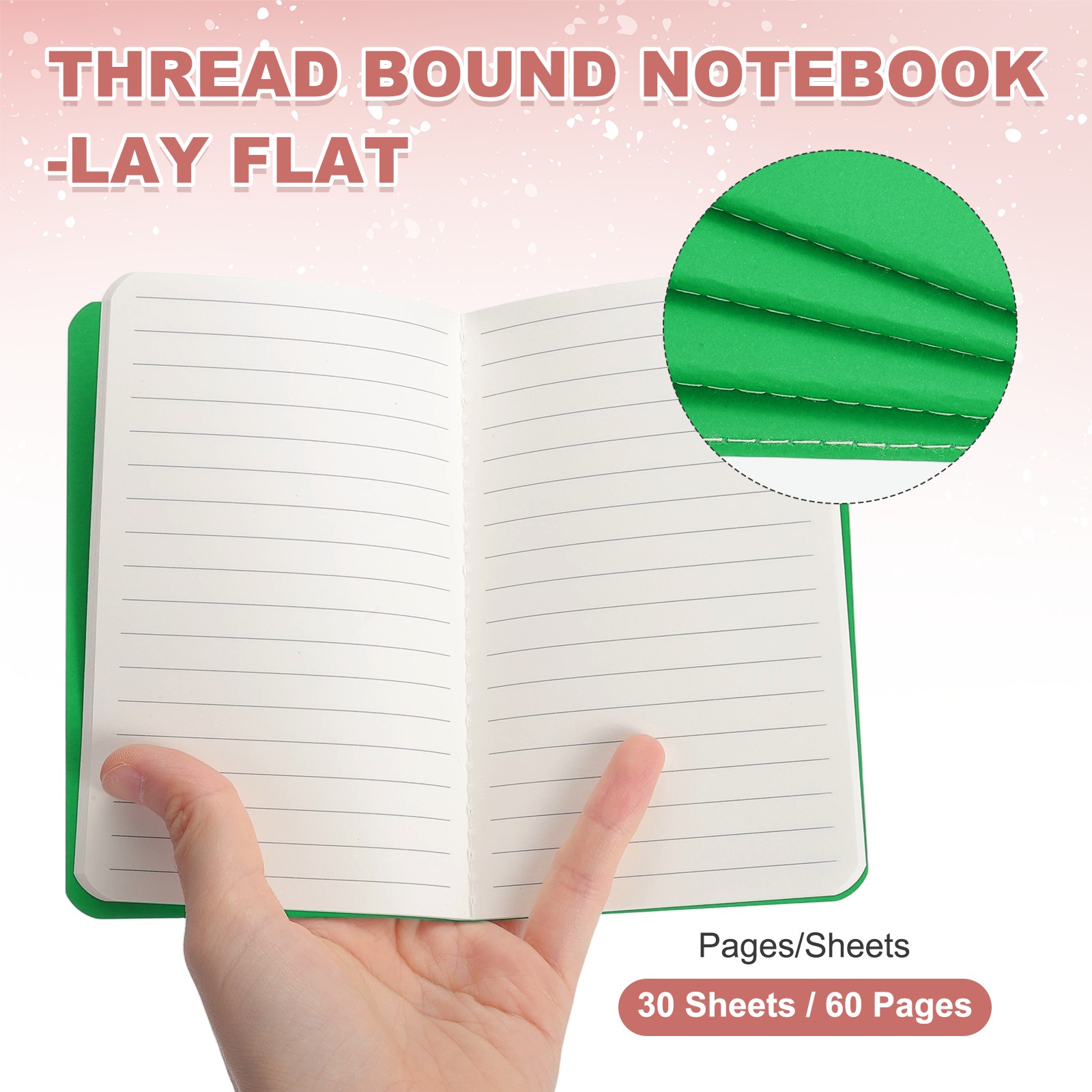5 Pack A6 Notebook, A6 Journal Mini Notebook Pocket Kraft,Dark Green