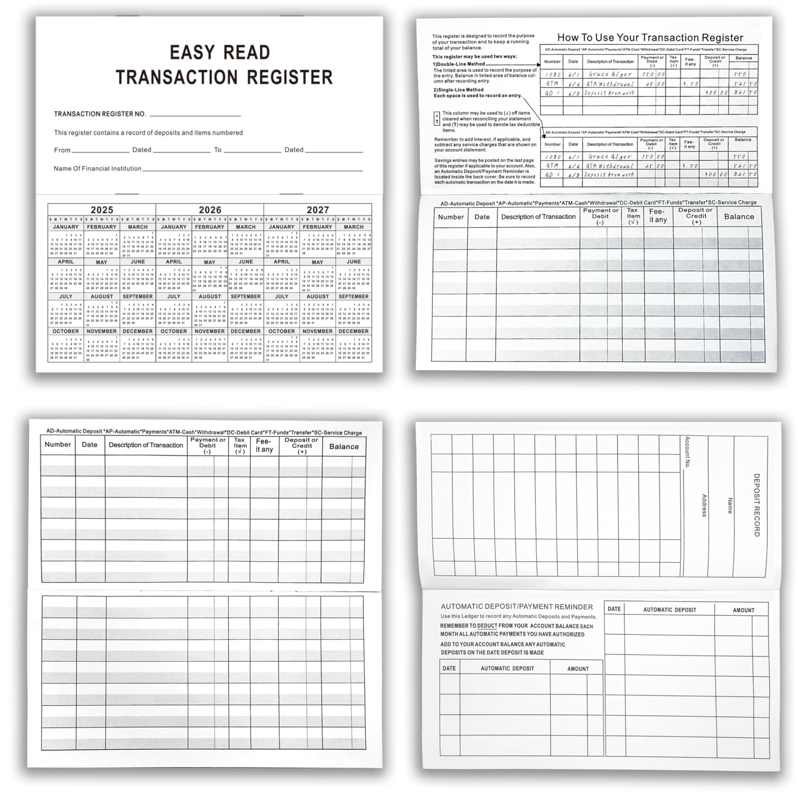 6″×3″ Check Registers for Personal Checkbook Blank Ledger Transaction Regist…