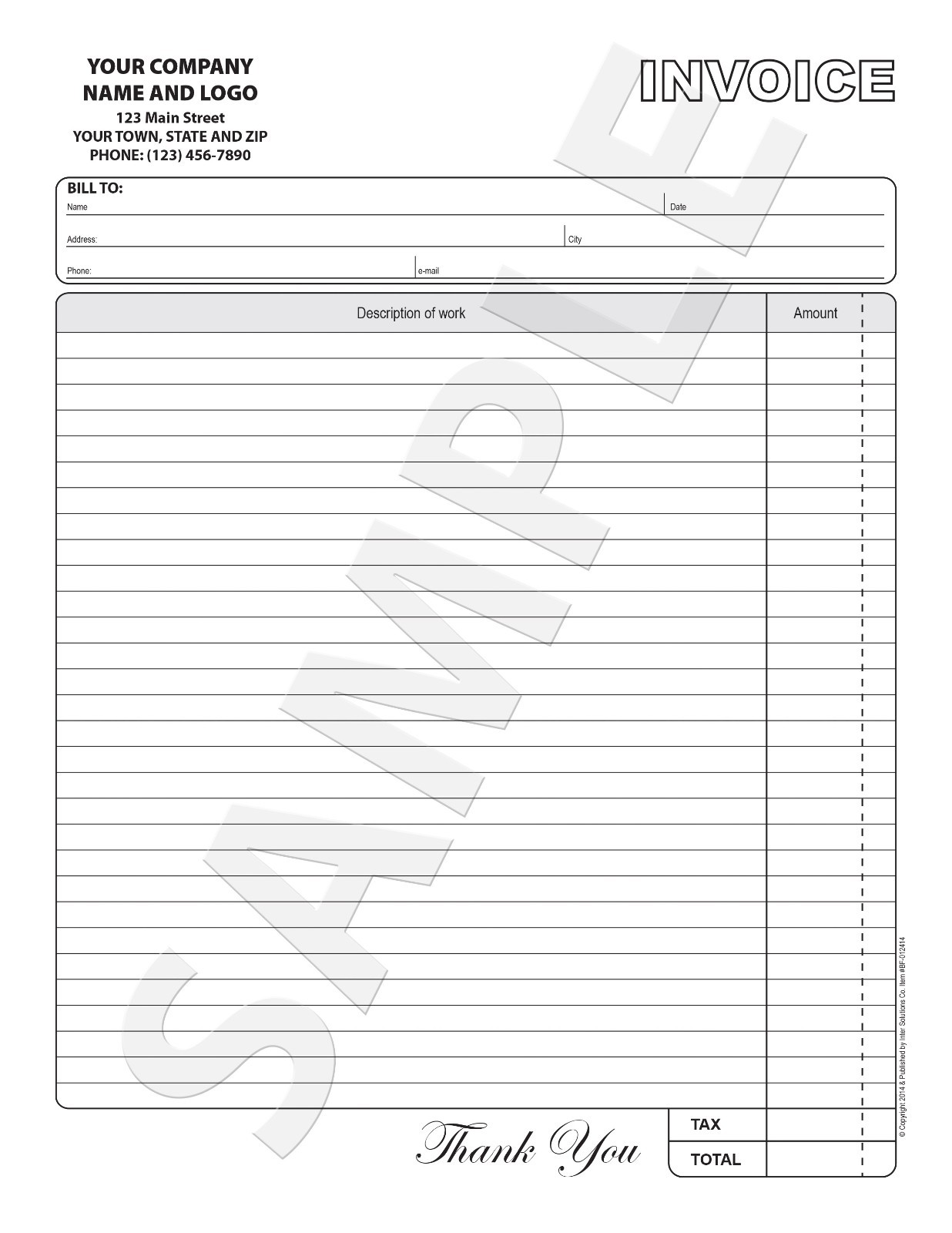 250 Custom Invoice /Bill / Receipt / Estimate / Quote / Proposal Carbonless Form