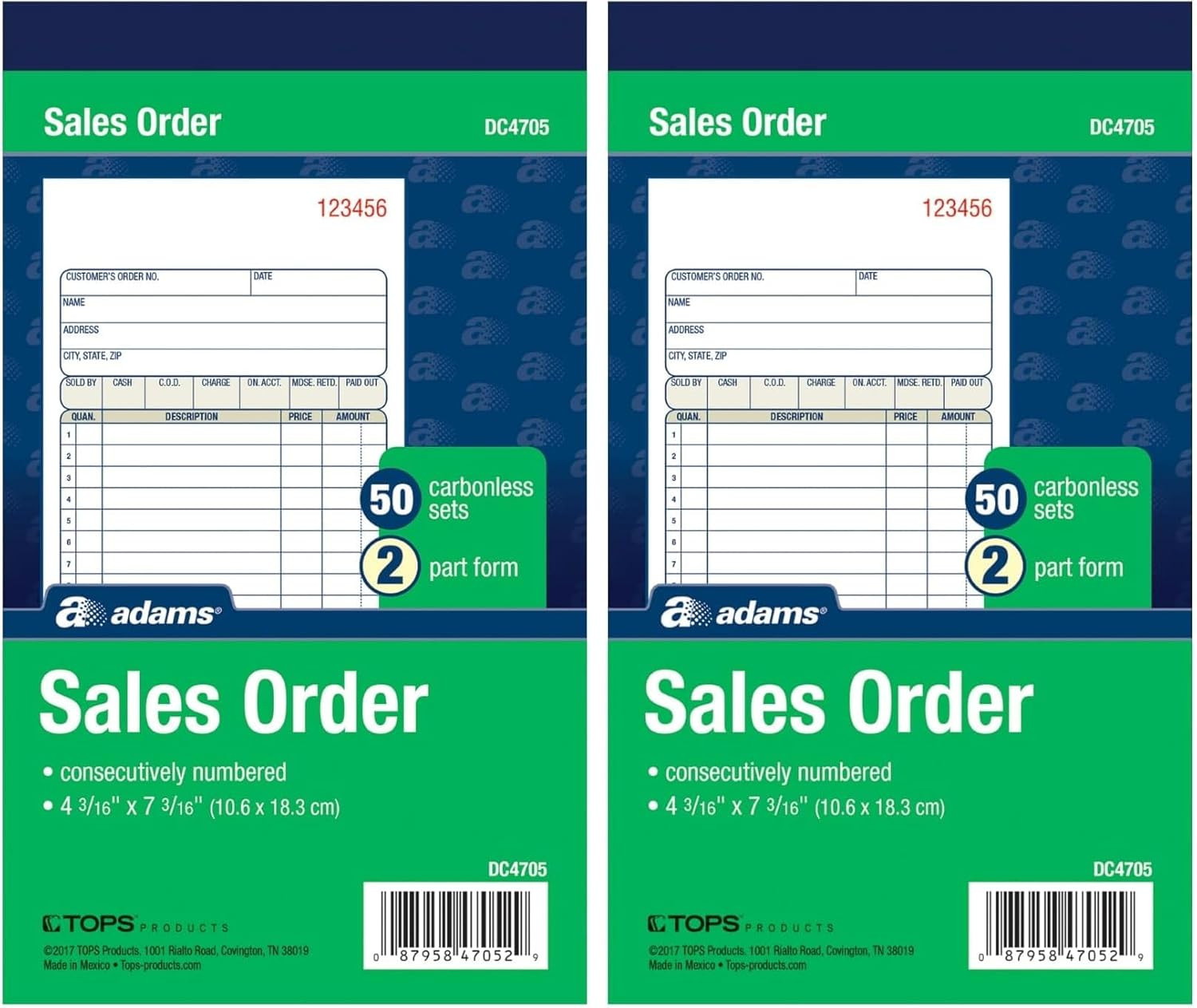 Sales Order Book, 2-Part, Carbonless, White/Canary, (DC4705) (Pack of 2)