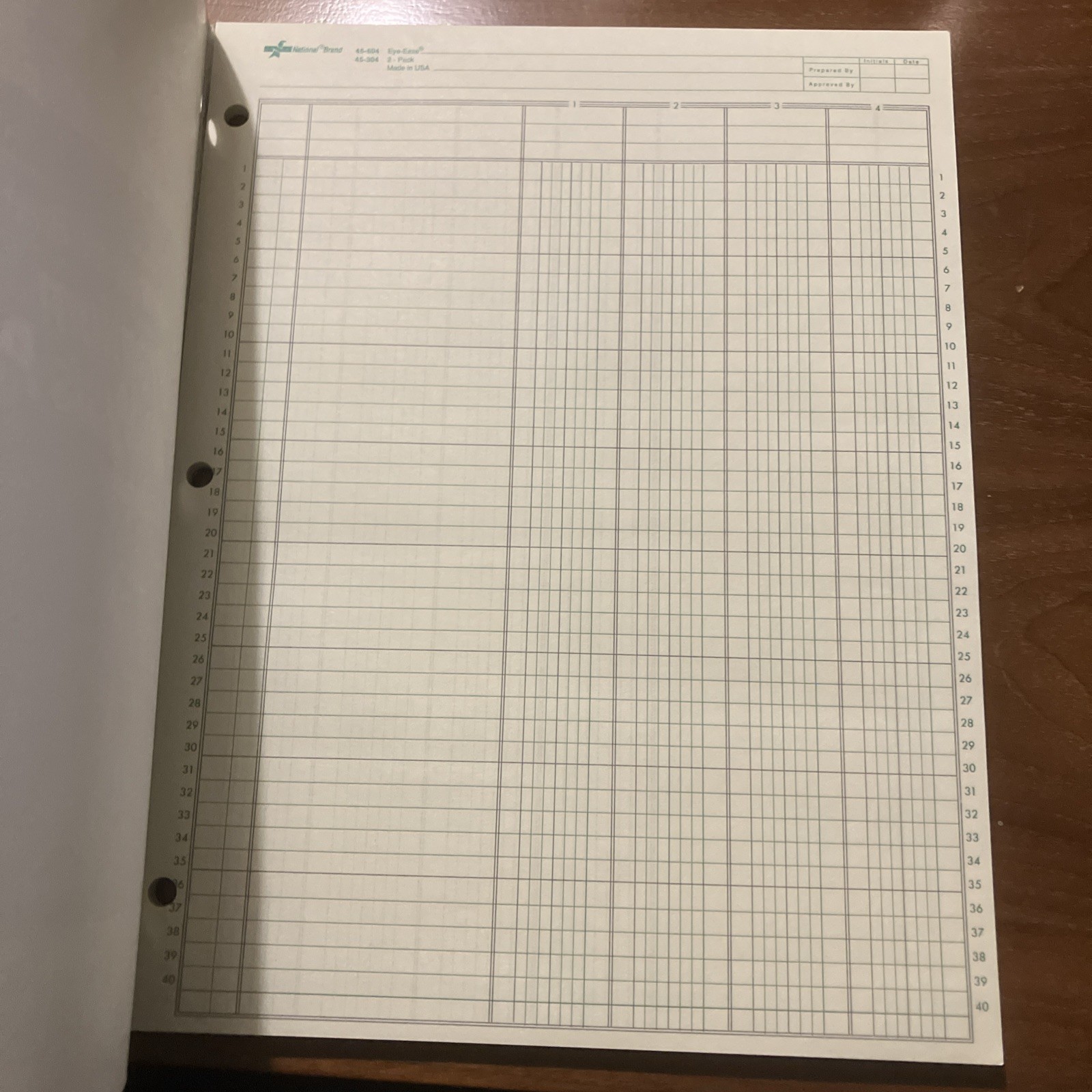 National Premium Analysis Pad 8 Columns 11 X 8 1/2” 45 Sheets Eye-Ease Paper