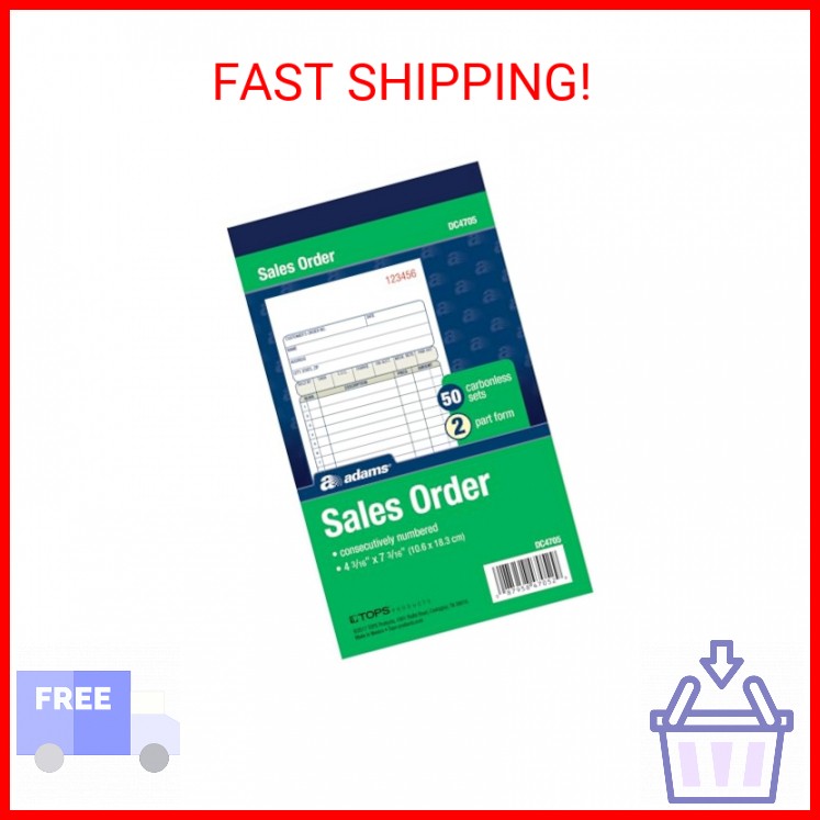 Adams Sales Order Book, 2-Part, Carbonless, White/Canary, 4-3/16 x 7-3/16 Inches