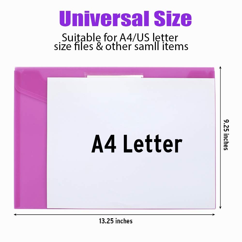 Sooez 10 Pack File Folders, Clear Poly 13.25 x 9.25 inches, Multicolored